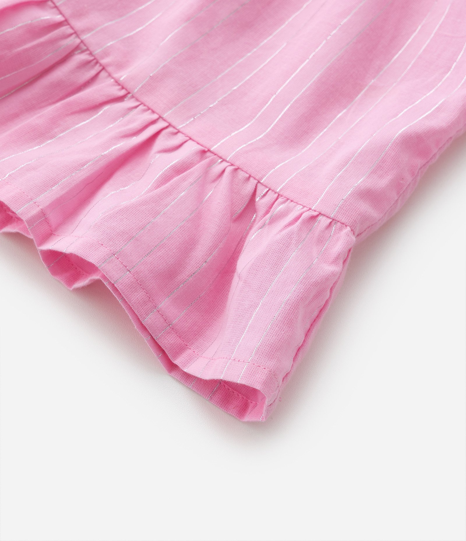 Vestido Infantil com Babadinho e Fio Metalizado - Tam 1 a 5 Anos Rosa 4