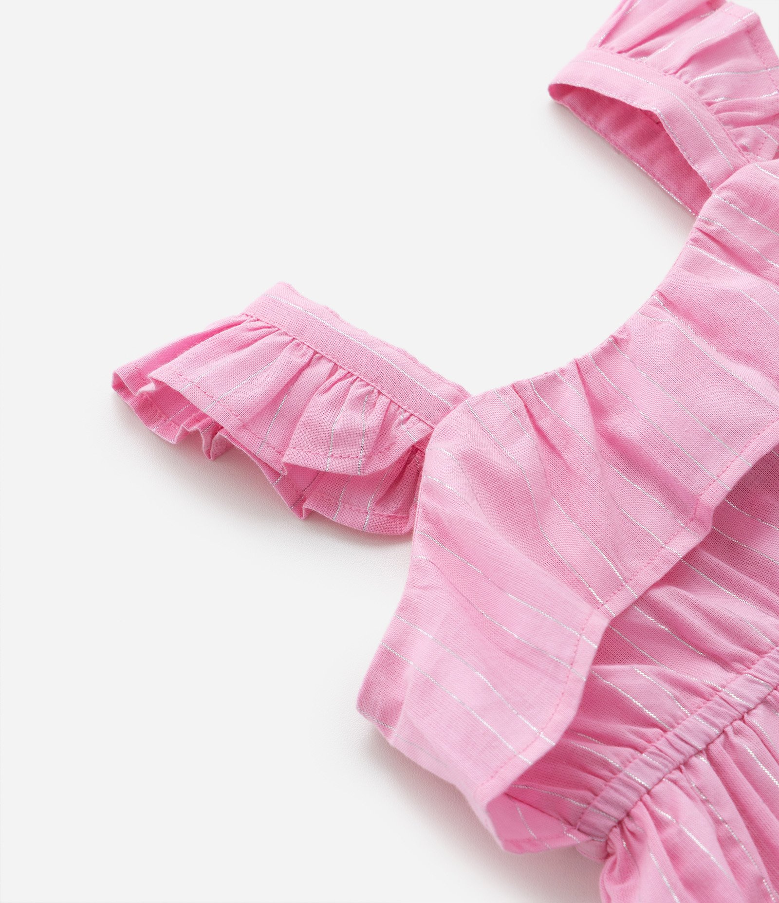 Vestido Infantil com Babadinho e Fio Metalizado - Tam 1 a 5 Anos Rosa 5