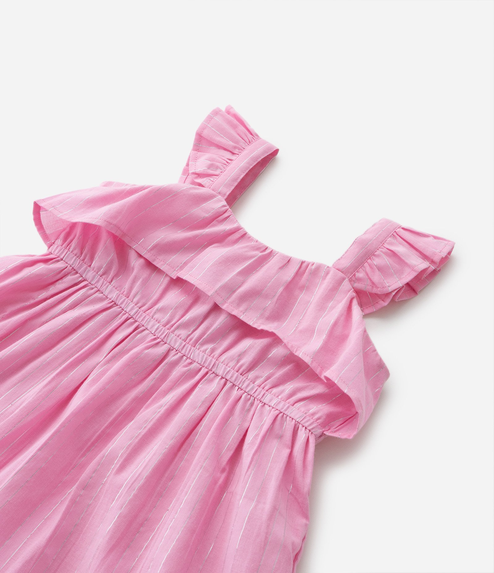 Vestido Infantil com Babadinho e Fio Metalizado - Tam 1 a 5 Anos Rosa 6
