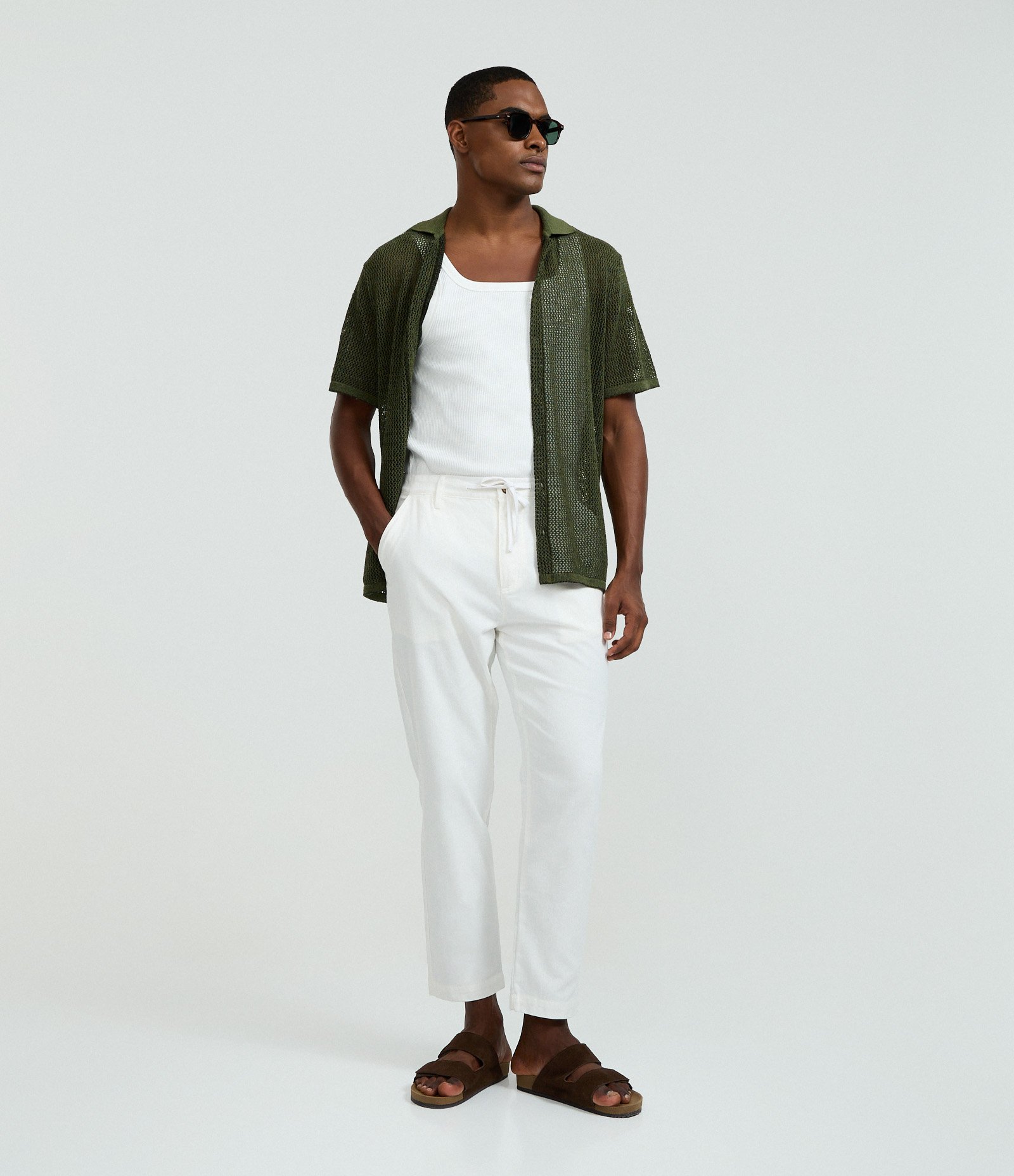 Calça Relaxed Oxford em Algodão Branco 1