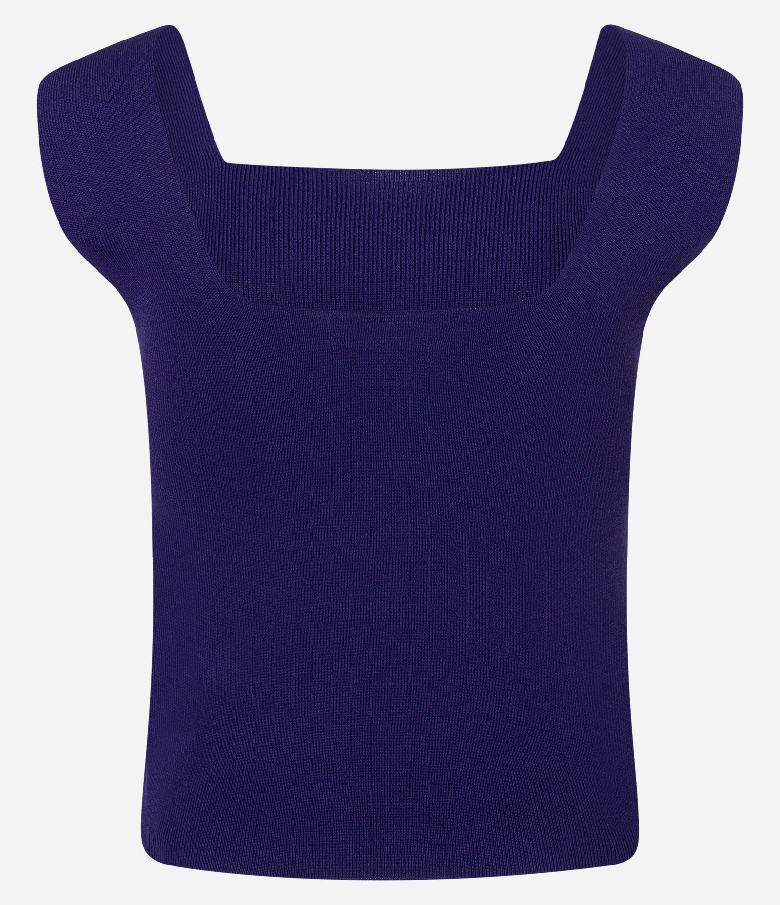 Blusa em Tricô com Decote Quadrado e Alça Larga Azul Marinho 7