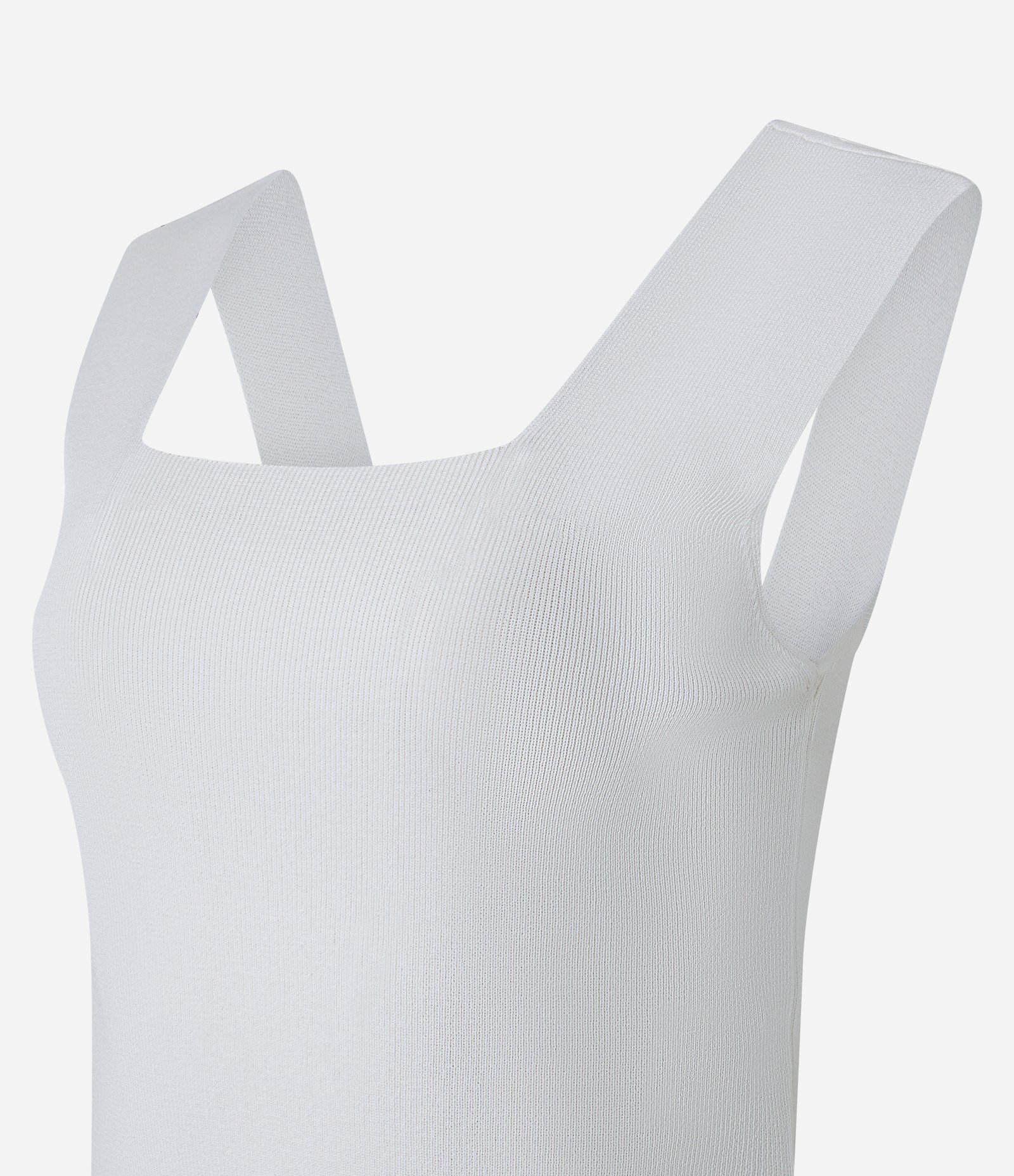 Blusa em Tricô com Decote Quadrado e Alça Larga Branco 6