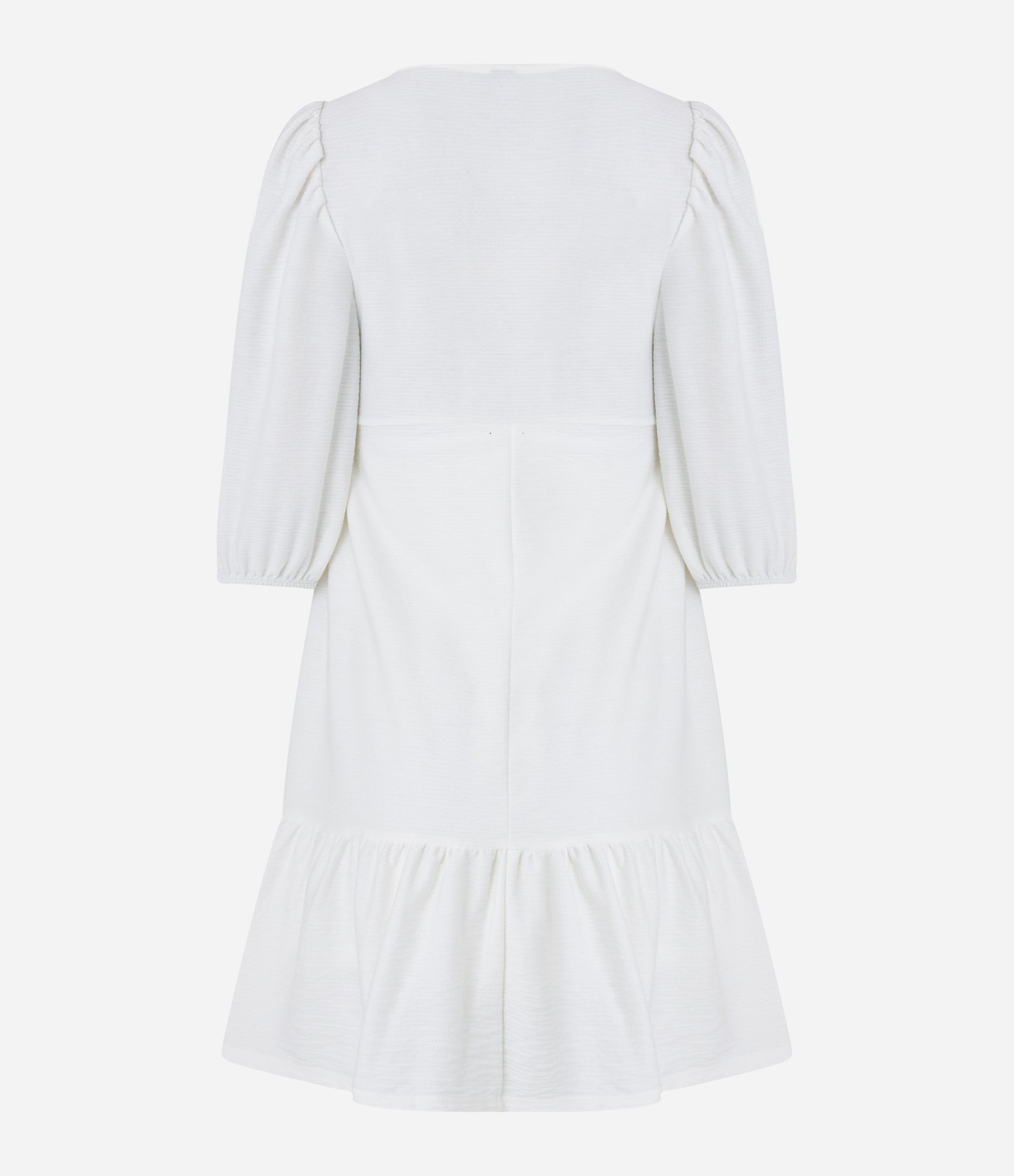 Vestido Curto com Busto Torcido e Bordado de Arara na Manga Branco Neve 7