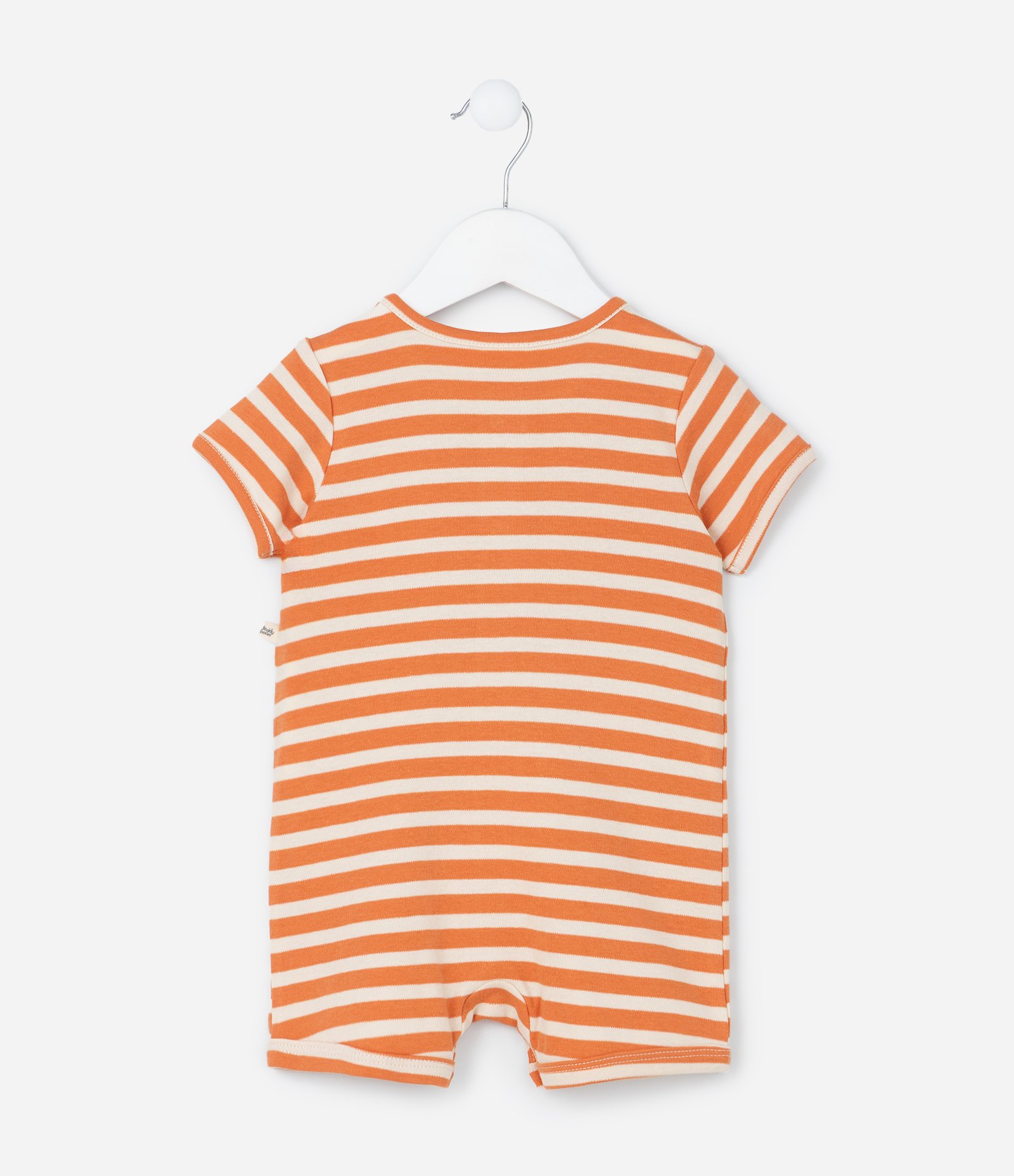 Macaquinho Infantil em Suedine com Estampa de Leãozinho e Listras - Tam 0 a 18 Meses Laranja 2