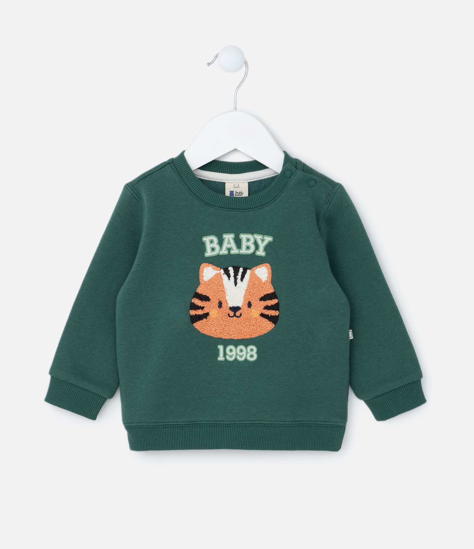 Blusão Infantil em Moletom com Estampa Tigrinho College Baby - Tam 0 a 18 meses Verde 1