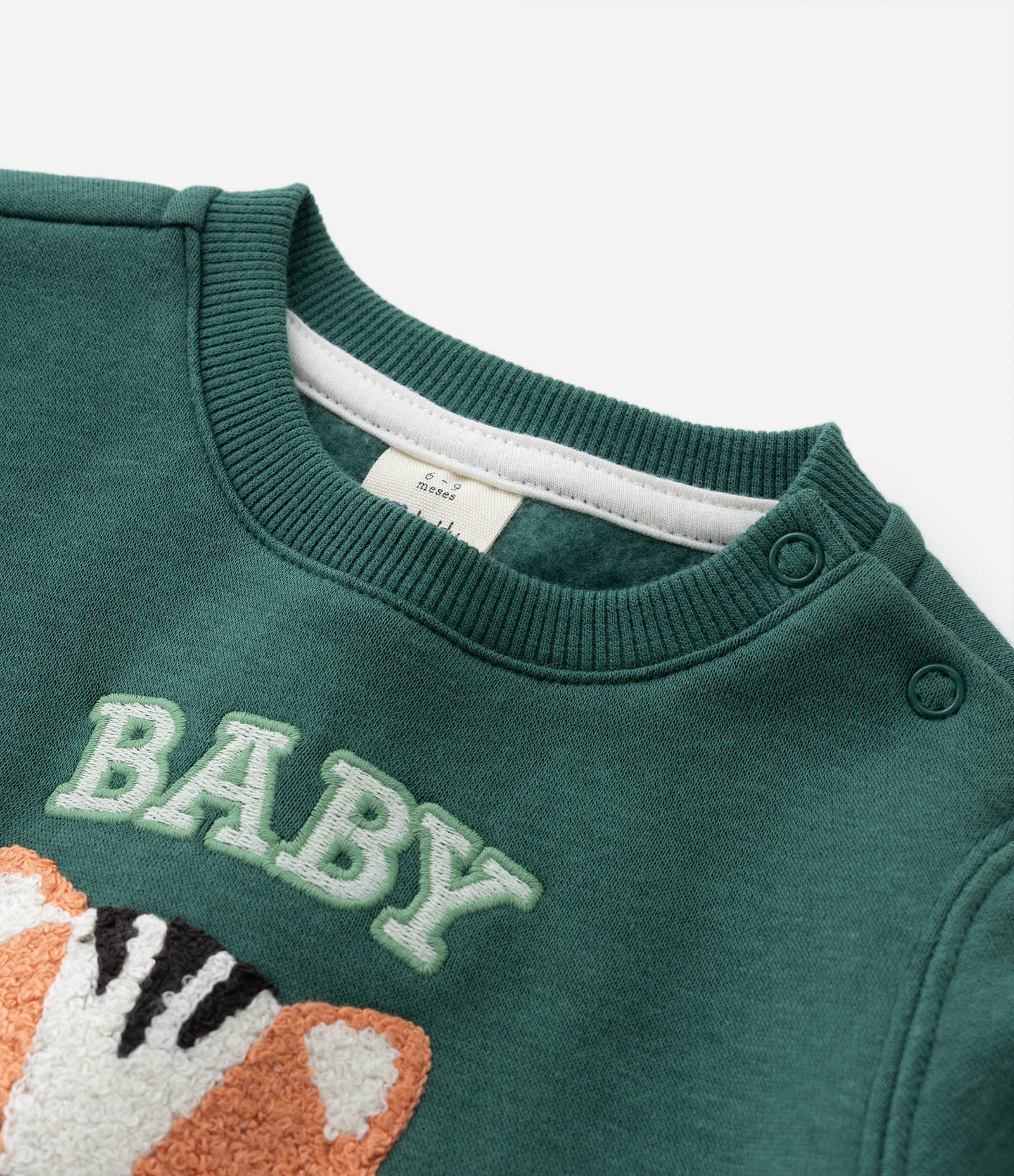 Blusão Infantil em Moletom com Estampa Tigrinho College Baby - Tam 0 a 18 meses Verde 4