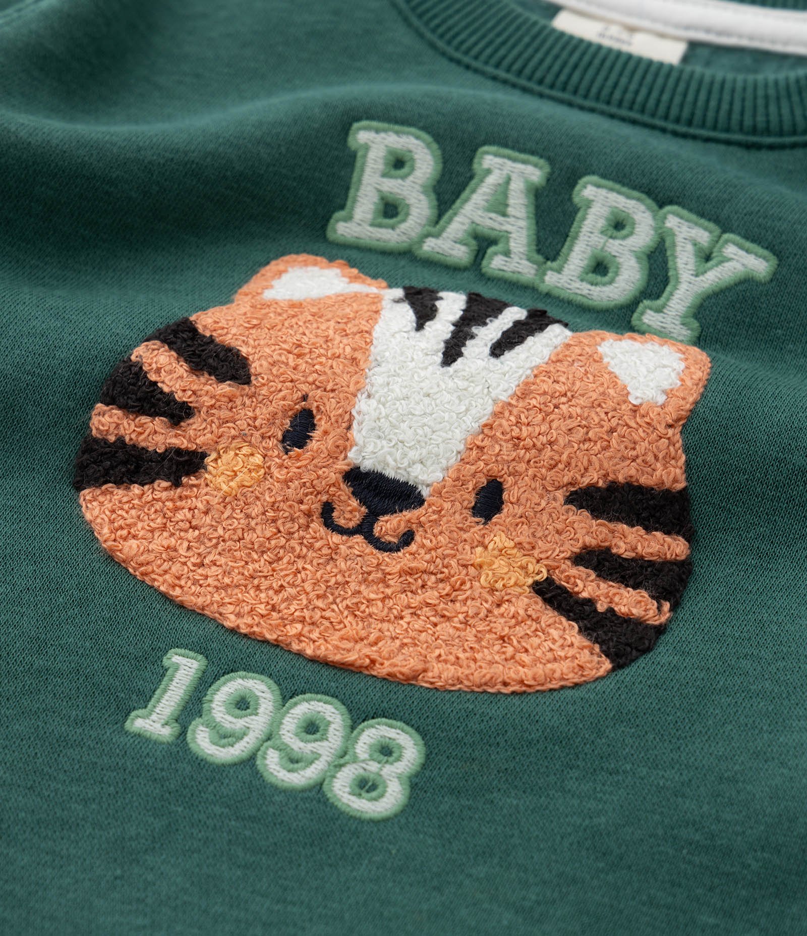 Blusão Infantil em Moletom com Estampa Tigrinho College Baby - Tam 0 a 18 meses Verde 6