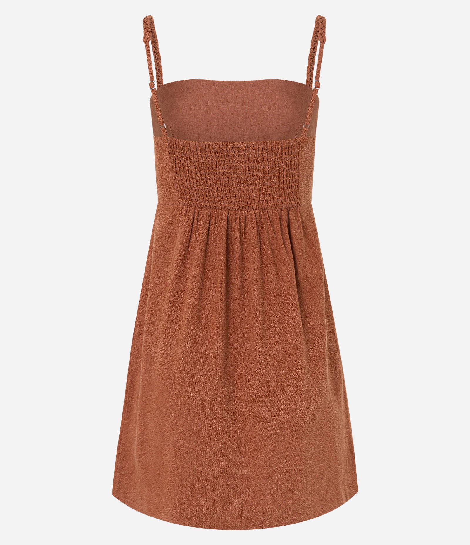 Vestido Curto em Viscose e Linho com Alcinha Trançada 6