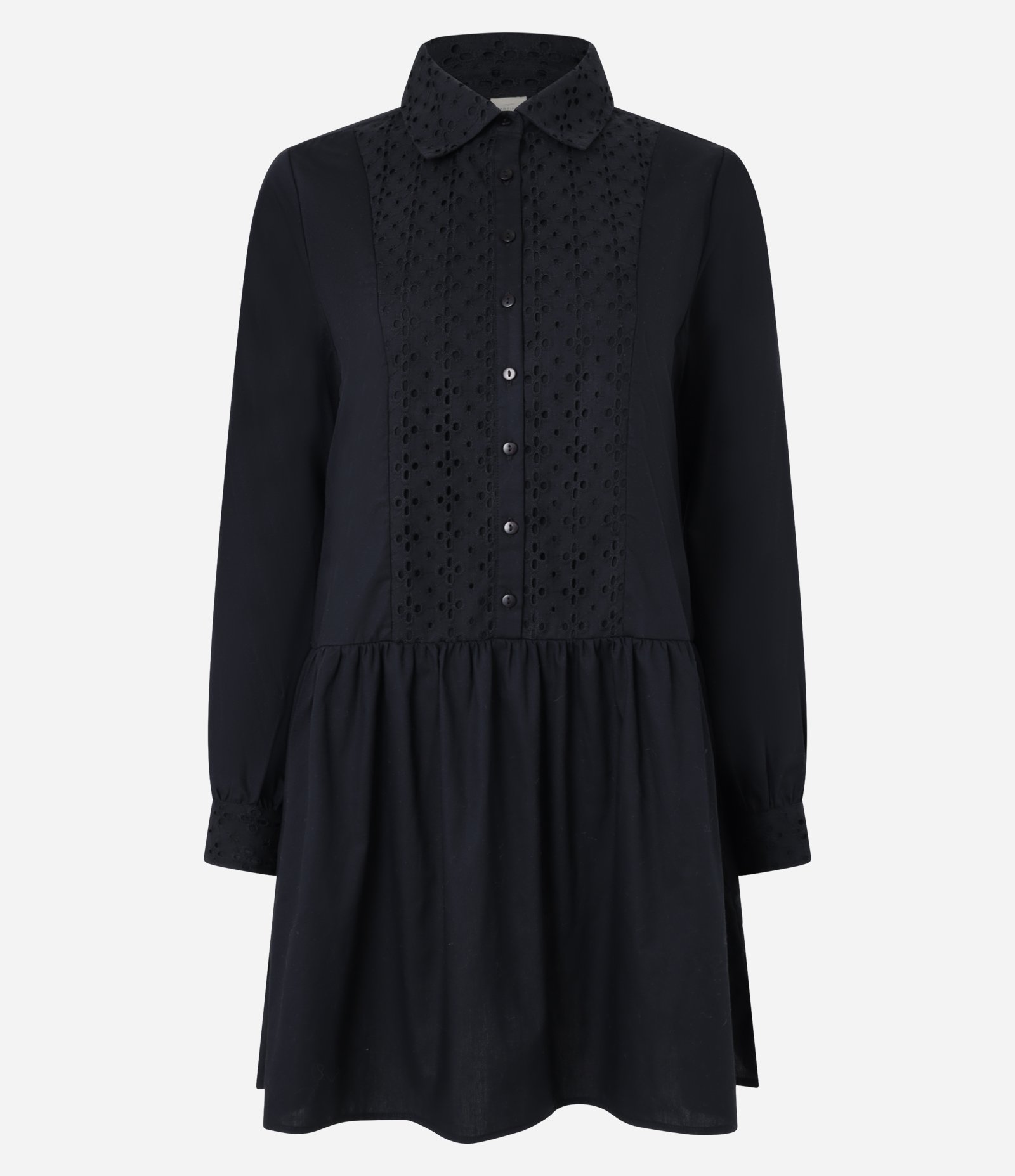 Vestido Curto em Tricoline com Detalhamento de Laise Frontal Preto 5