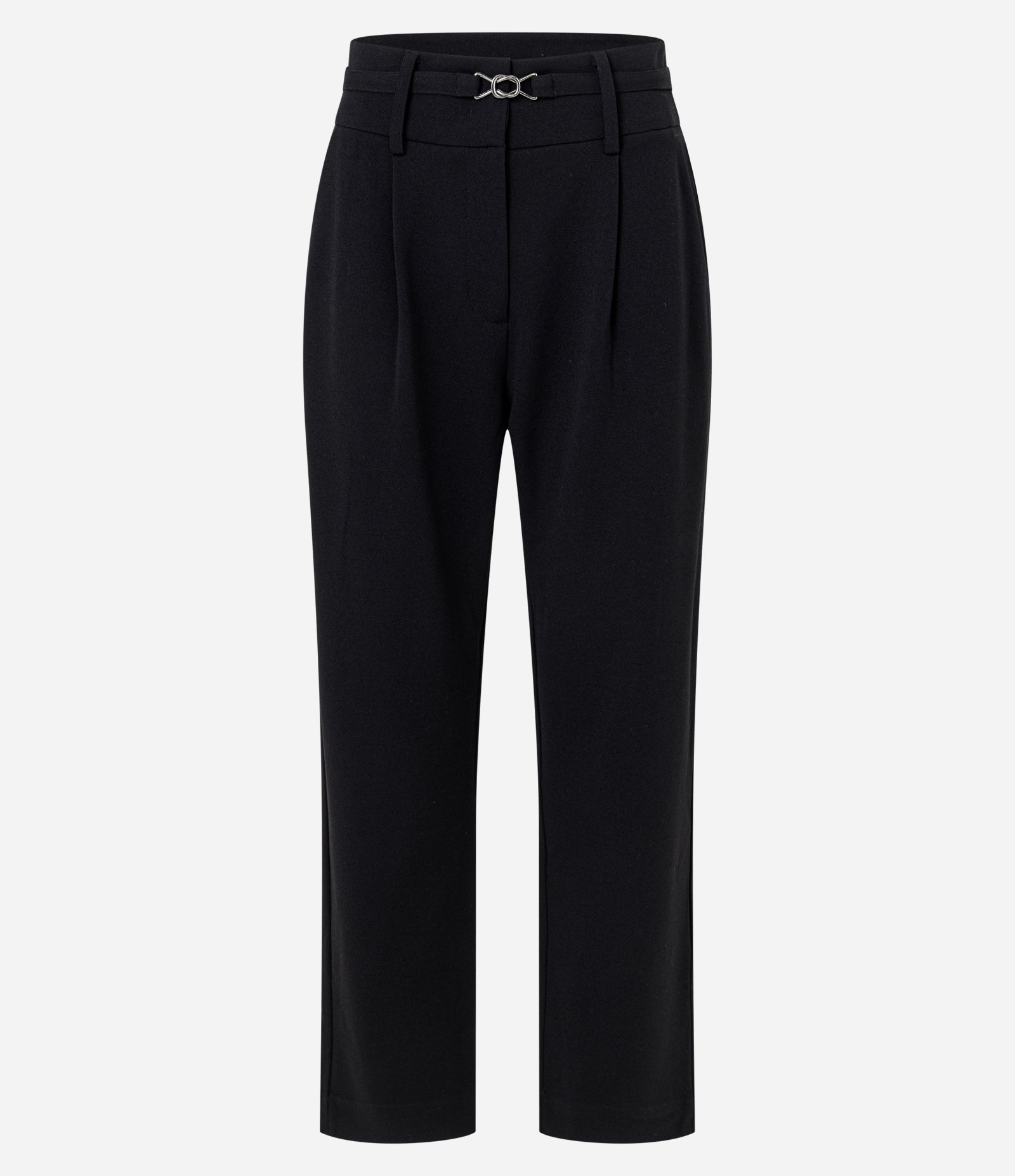 Calça Cenoura em Crepe com Cinto Fino com Fivela Preto 5