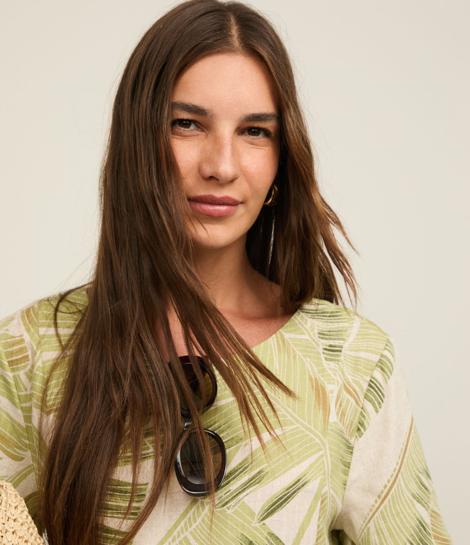 Vestido em Viscolinho com Estampa Folhagens Posy Green 4