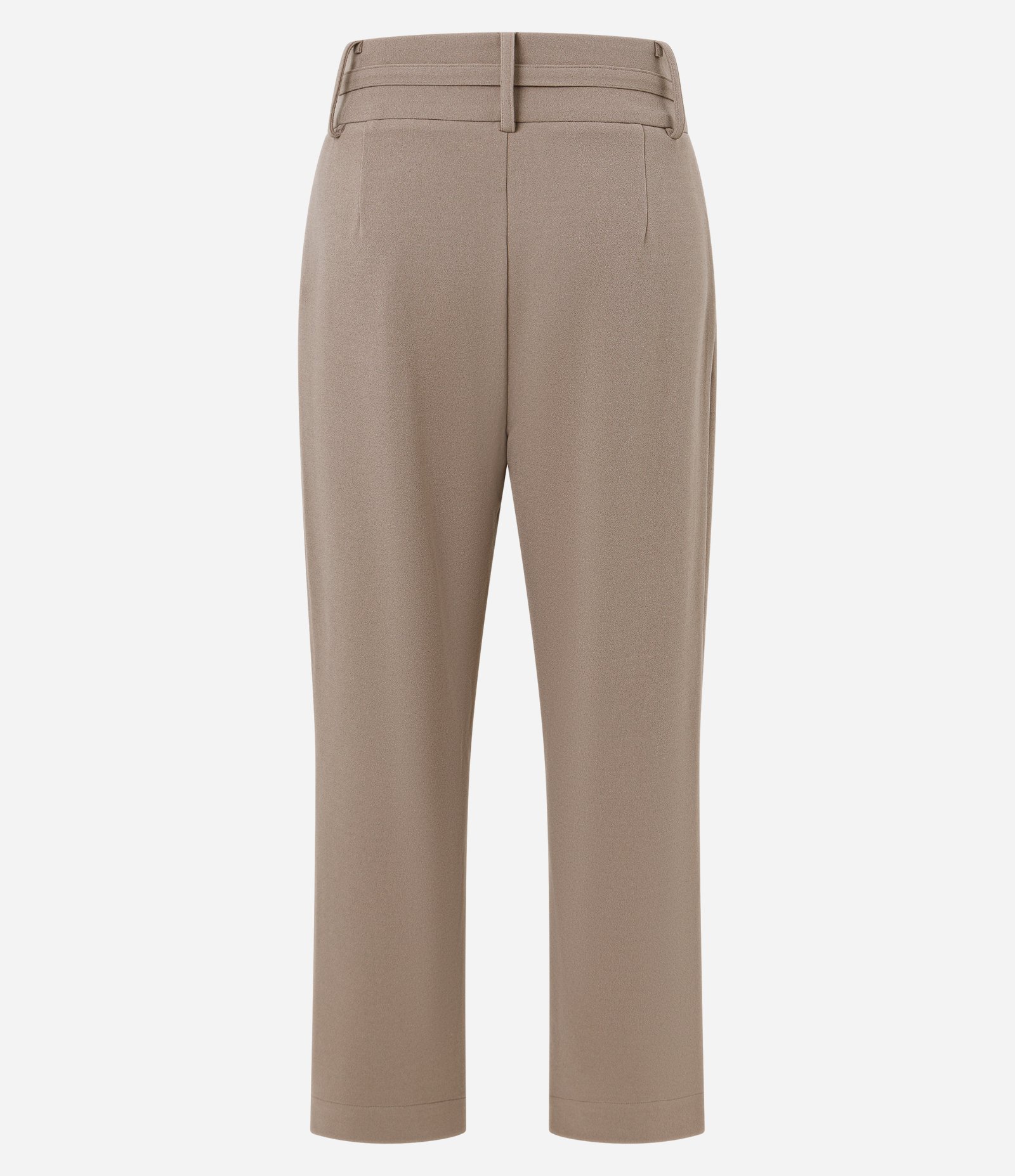 Calça Cenoura em Crepe com Cinto Fino com Fivela Marrom 6