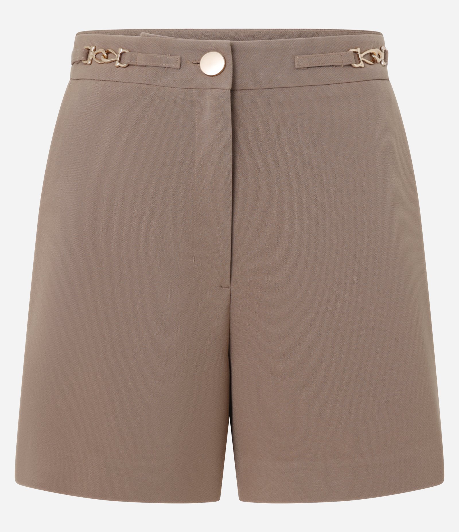 Short Alfaiatado Cintura Alta com Corrente na Cintura Marrom 5