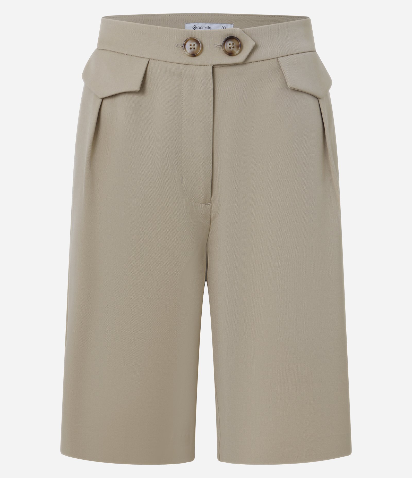 Bermuda Reta Alfaiatada com Lapelas e Pregas Bege 5