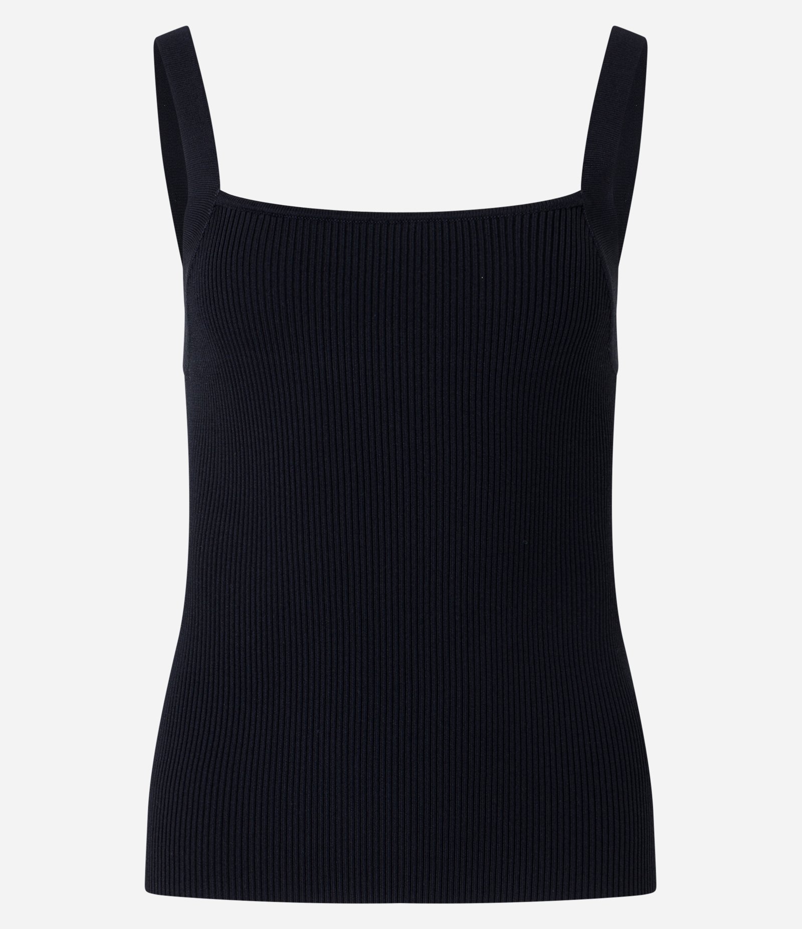 Blusa de Alça em Tricô com Decote Quadrado Preto 1