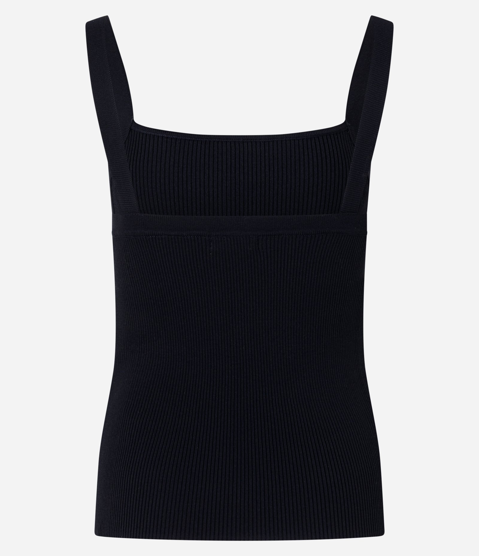 Blusa de Alça em Tricô com Decote Quadrado Preto 3