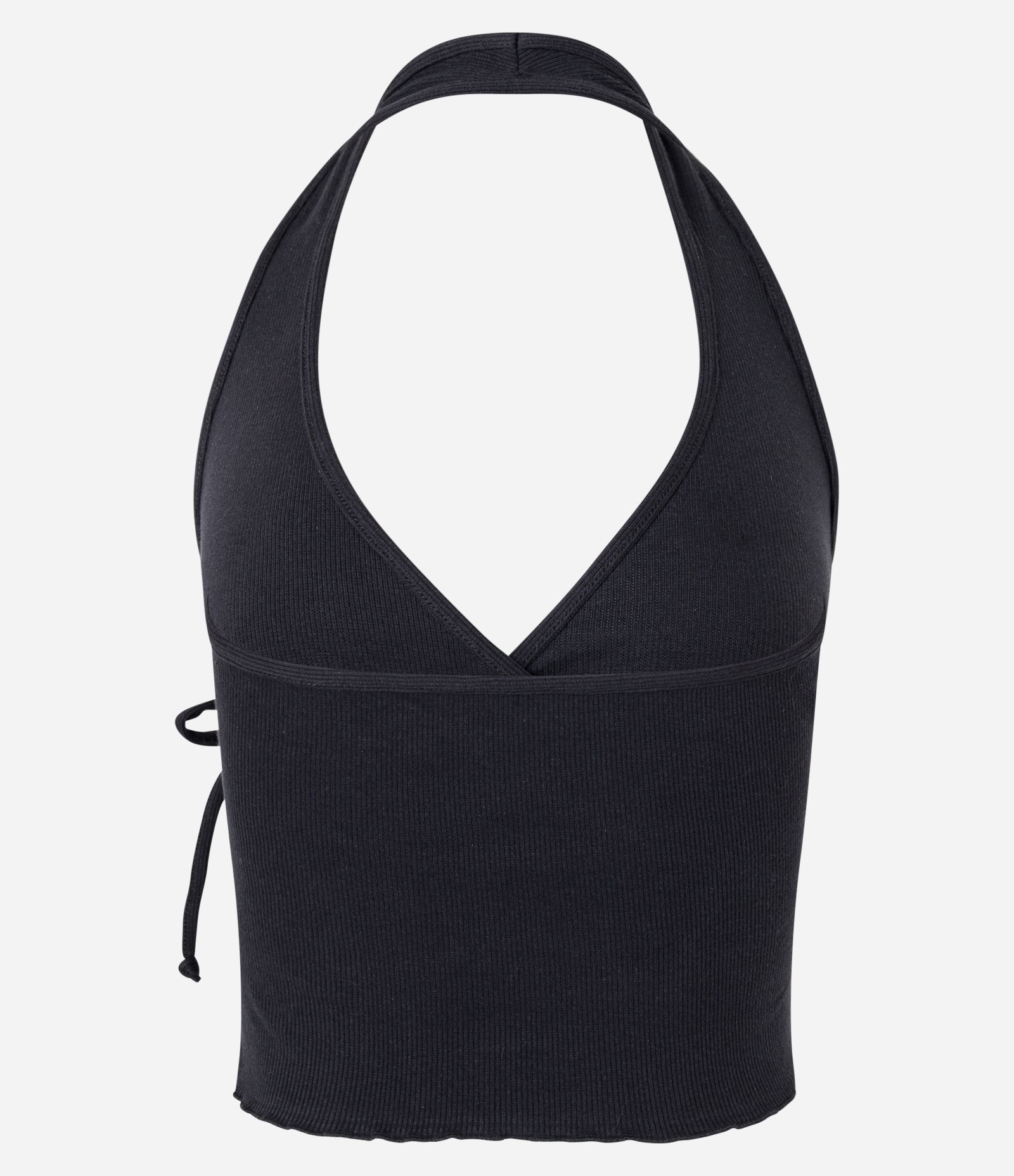 Blusa Frente Única em Ribana com Transpasse e Amarração Preto 7