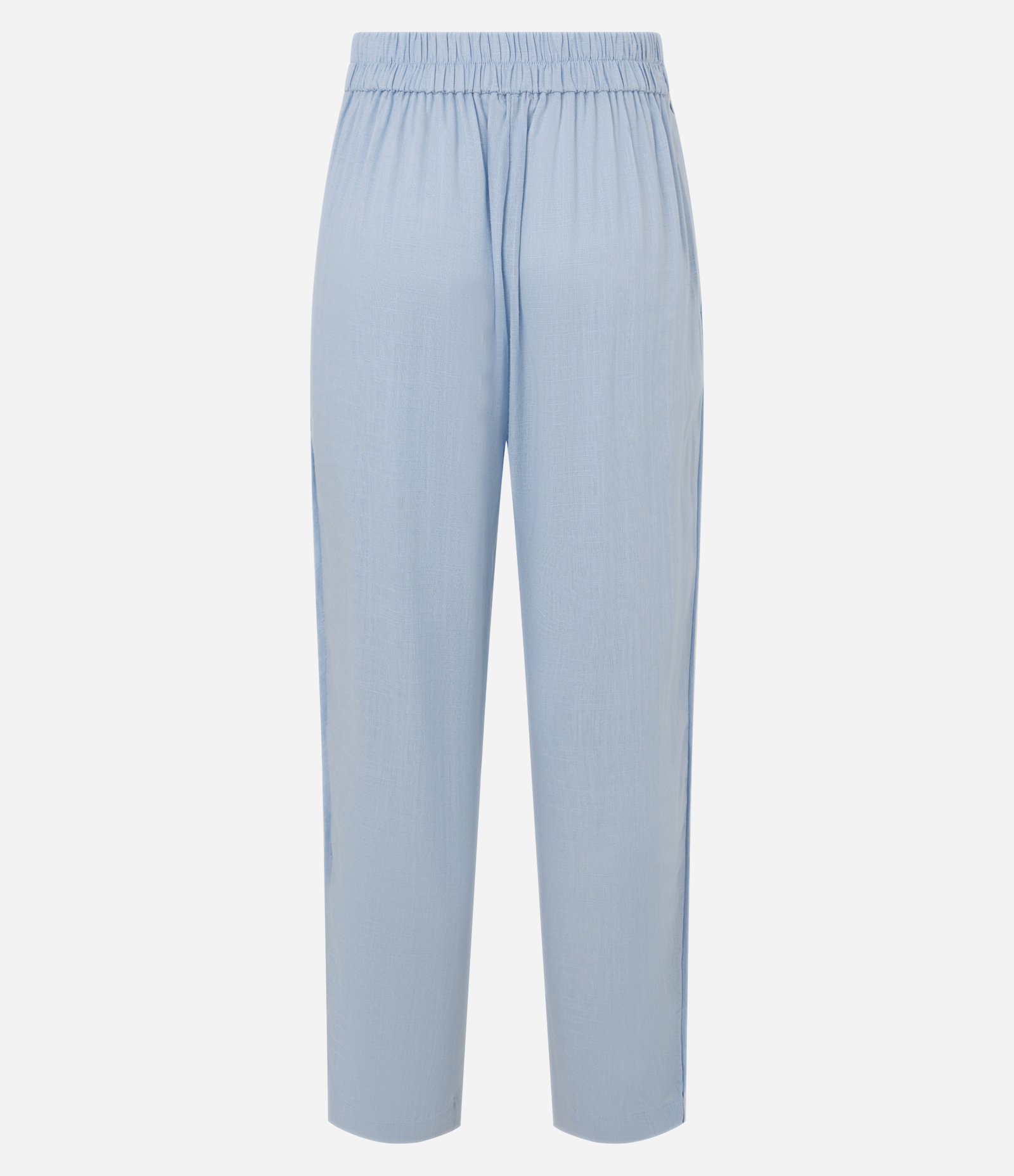 Calça Fluída em Viscolinho com Cós Elástico e Amarração Azul 8