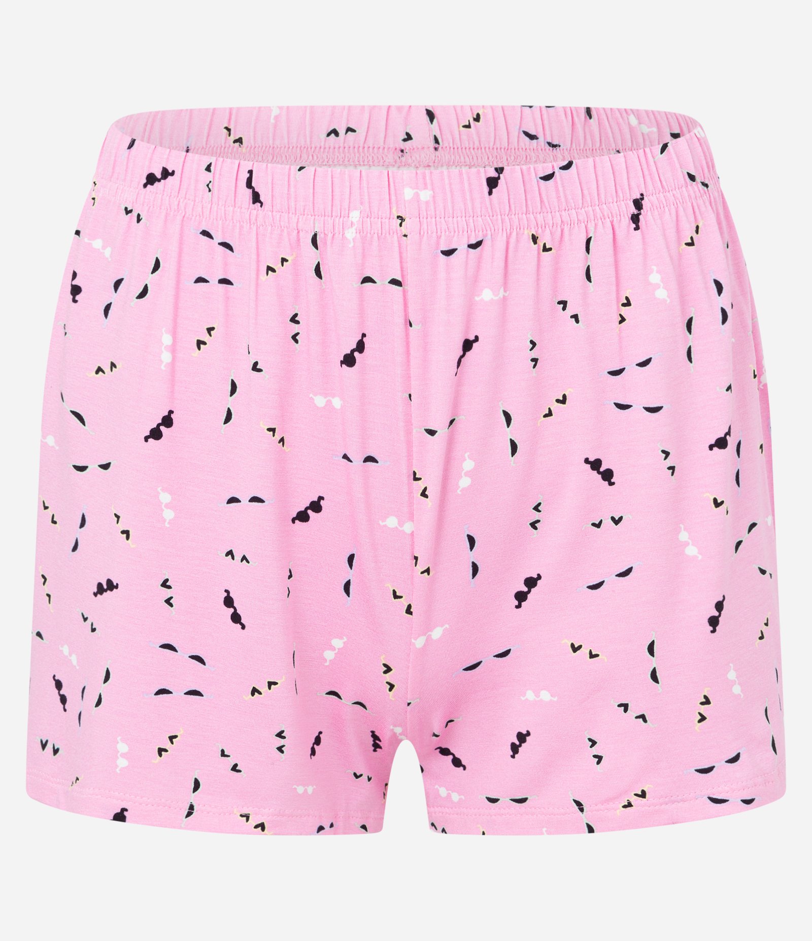 Pijama Short Doll Alcinha em Ribana com Estampa Mini Óculos Preto/ Rosa 6