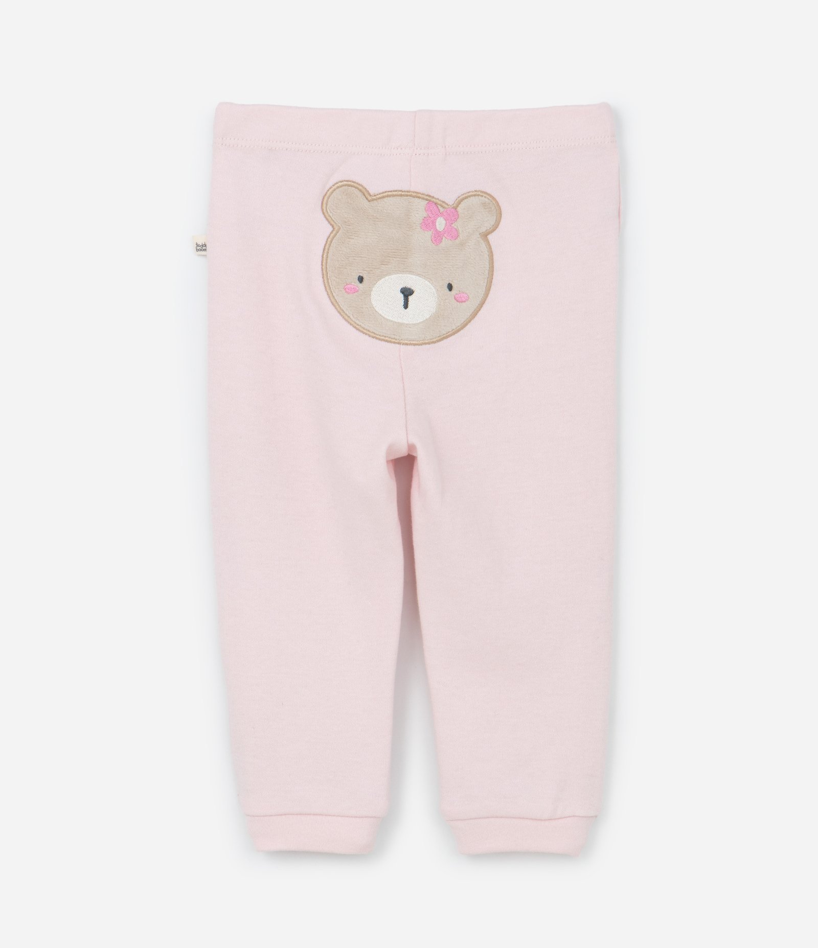 Conjunto Infantil em Suedine com Bordado de Ursa - Tam RN a 18 meses Branco/Rosa 12