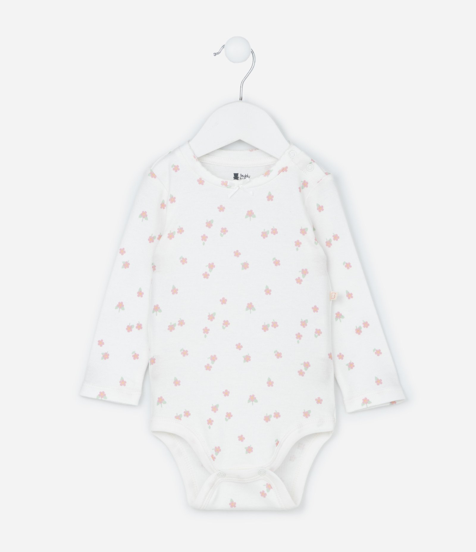 Conjunto Infantil em Suedine com Bordado de Ursa - Tam RN a 18 meses Branco/Rosa 2