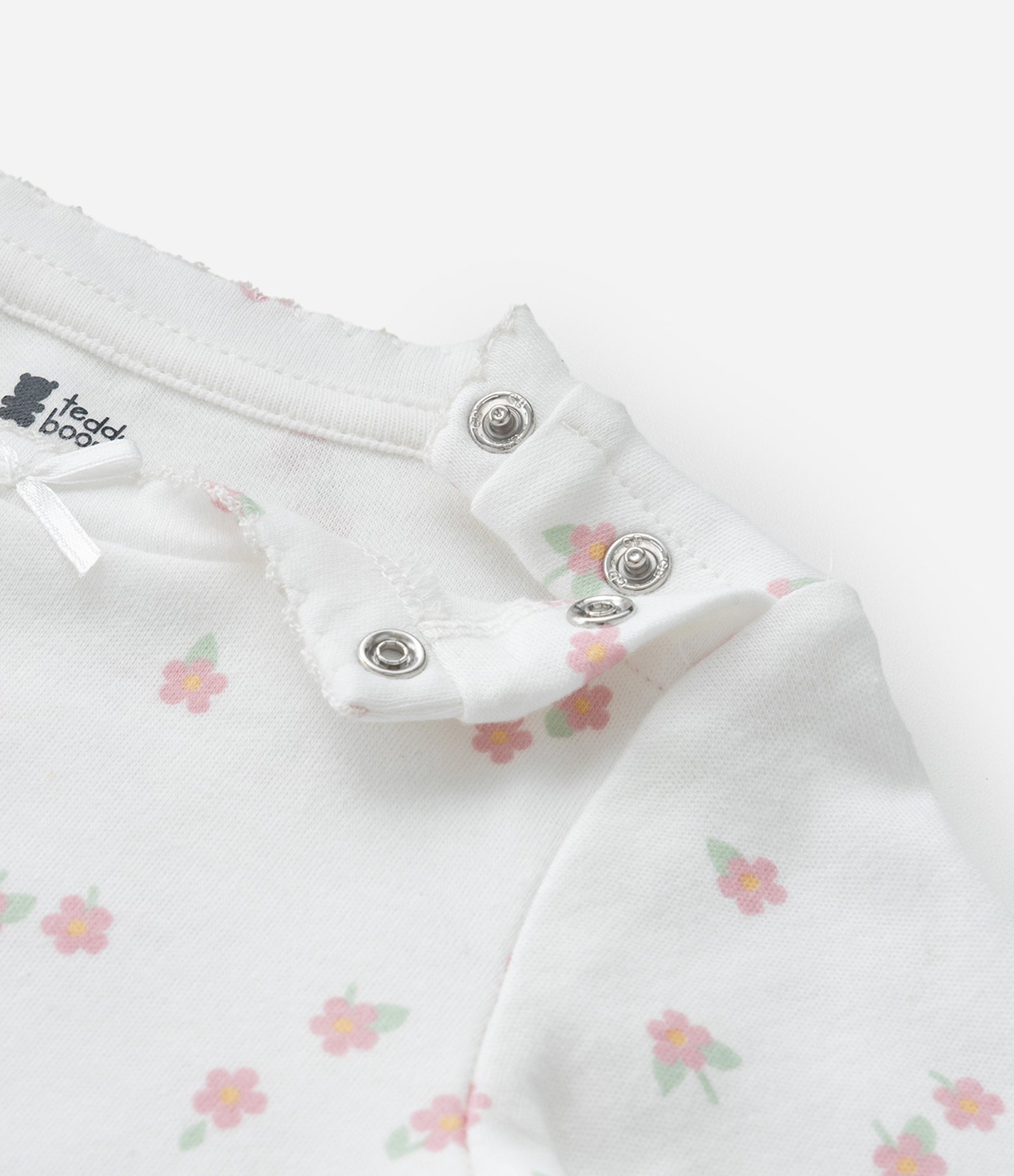 Conjunto Infantil em Suedine com Bordado de Ursa - Tam RN a 18 meses Branco/Rosa 7