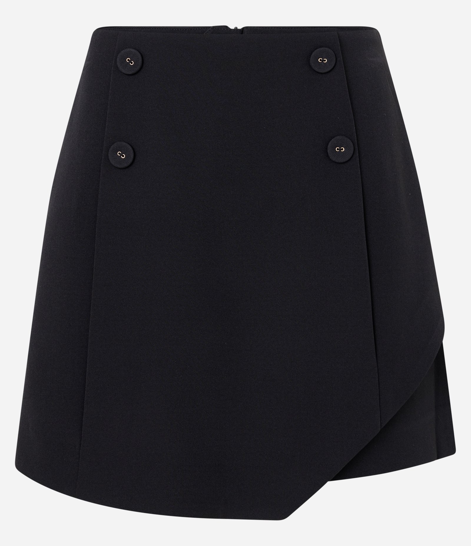 Short Saia Alfaiataria em Crepe com Detalhe Frontal de Botão Preto 5