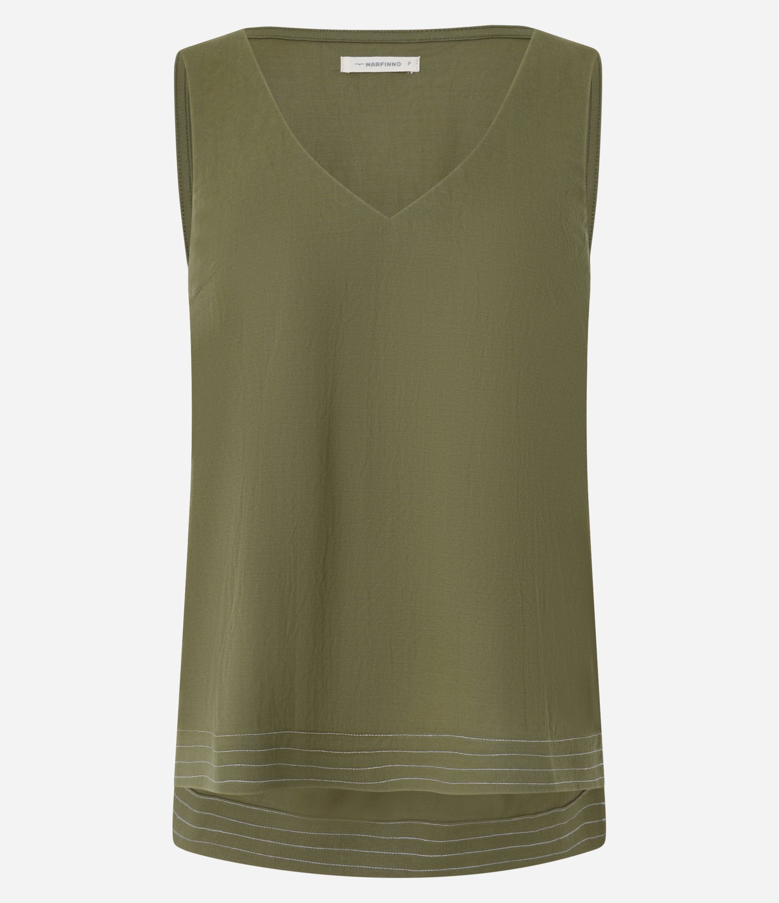 Blusa em Piquet com Decote V e Pespontos na Barra Verde 5