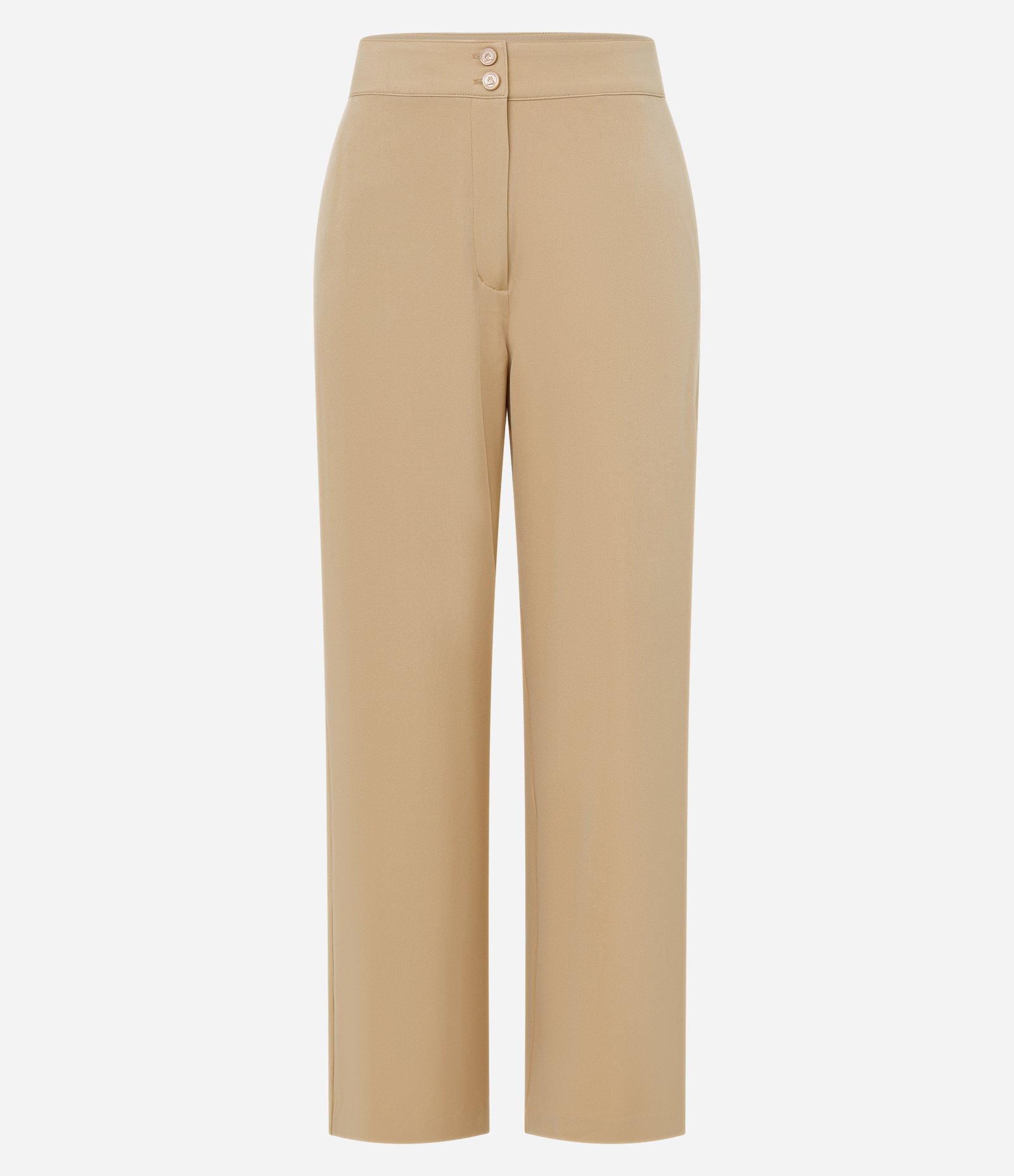 Calça Wide Leg Alfaiatada Cintura Alta com Botões Duplos Bege 5