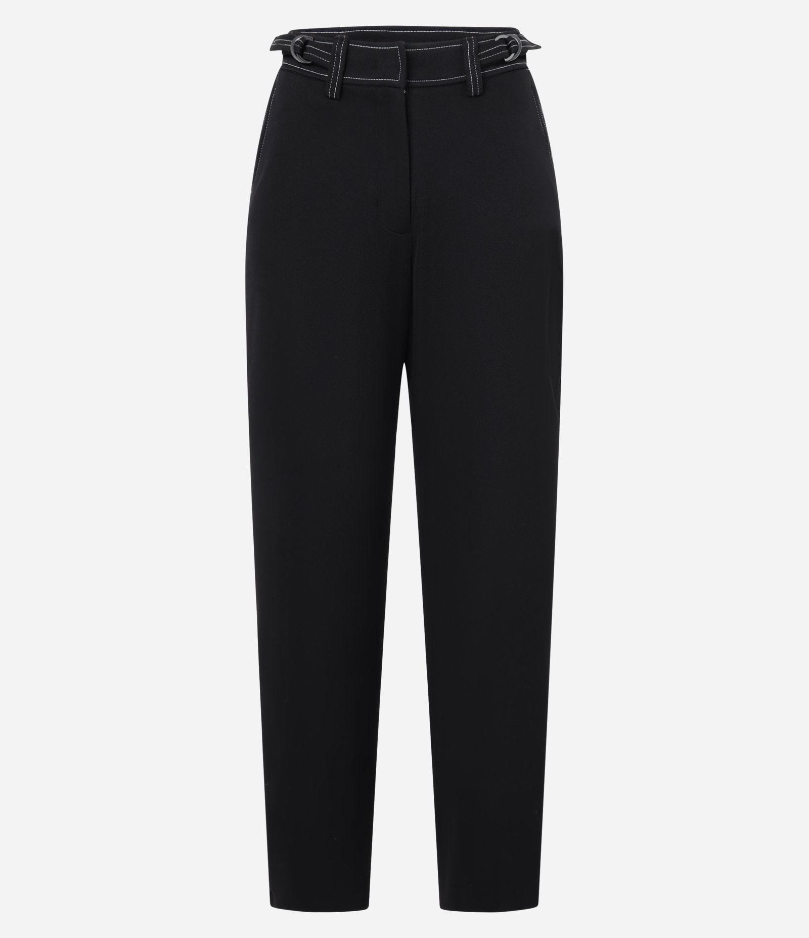 Calça Reta de Alfaiataria com Detalhe Contrastante na Cintura Preto 1