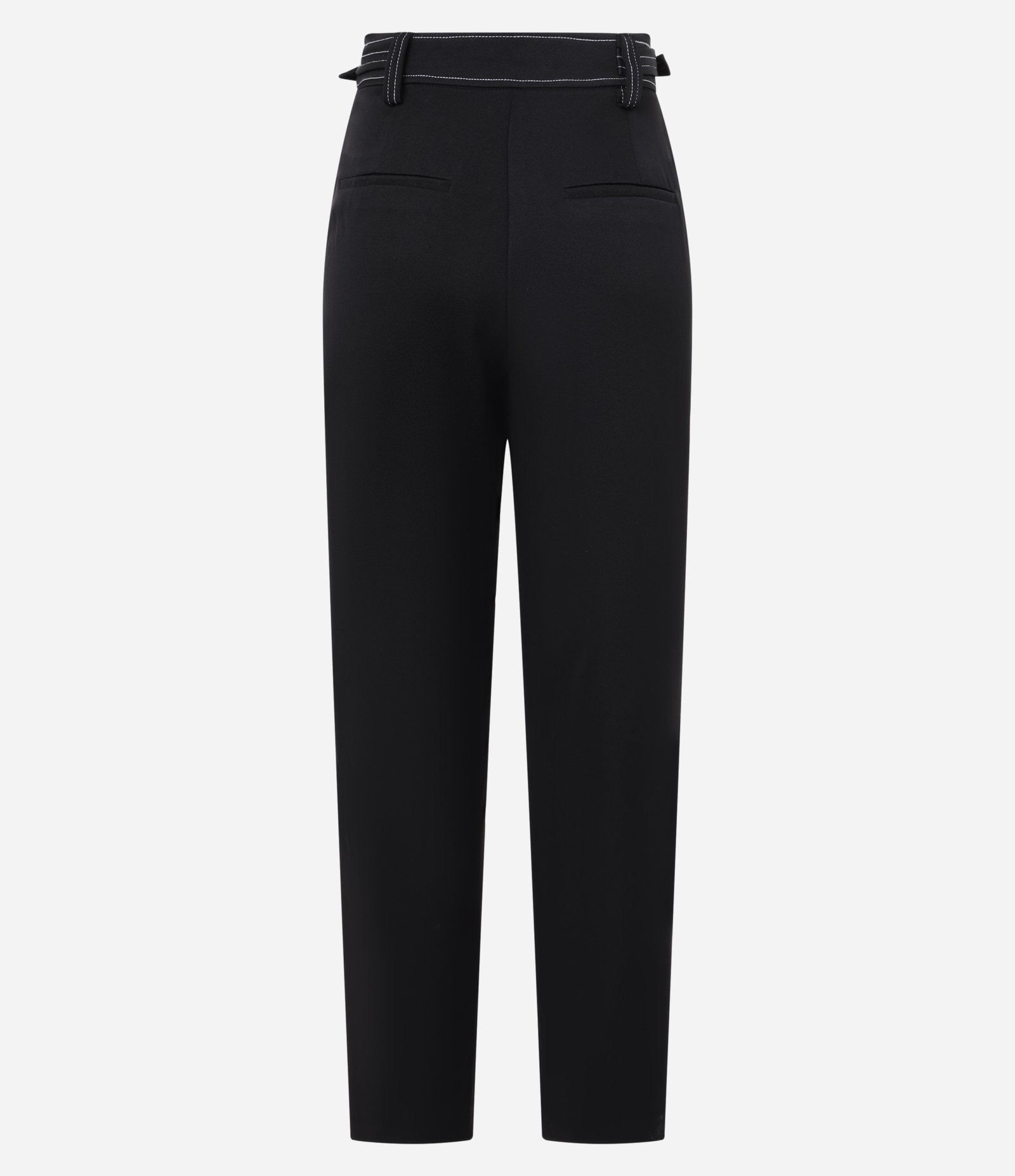 Calça Reta de Alfaiataria com Detalhe Contrastante na Cintura Preto 2