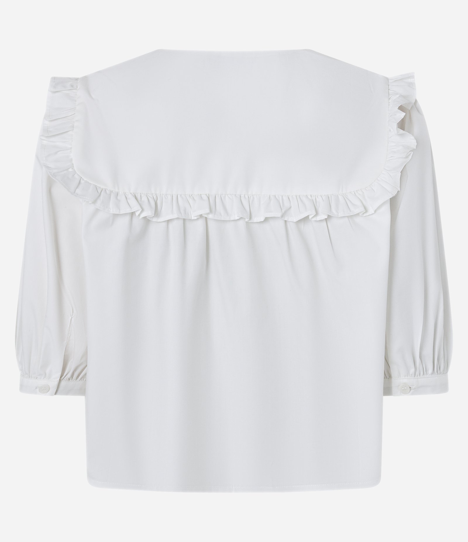 Blusa em Tricoline com Gola Boneca Branco 7
