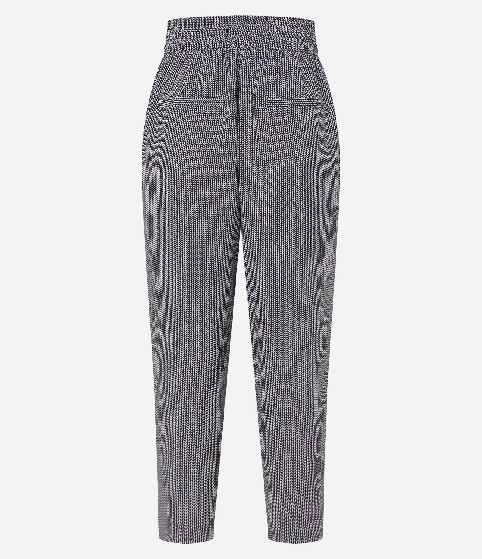 Calça Cenoura Alfaiatada com Amarração no Cós Preto/ Branco 7