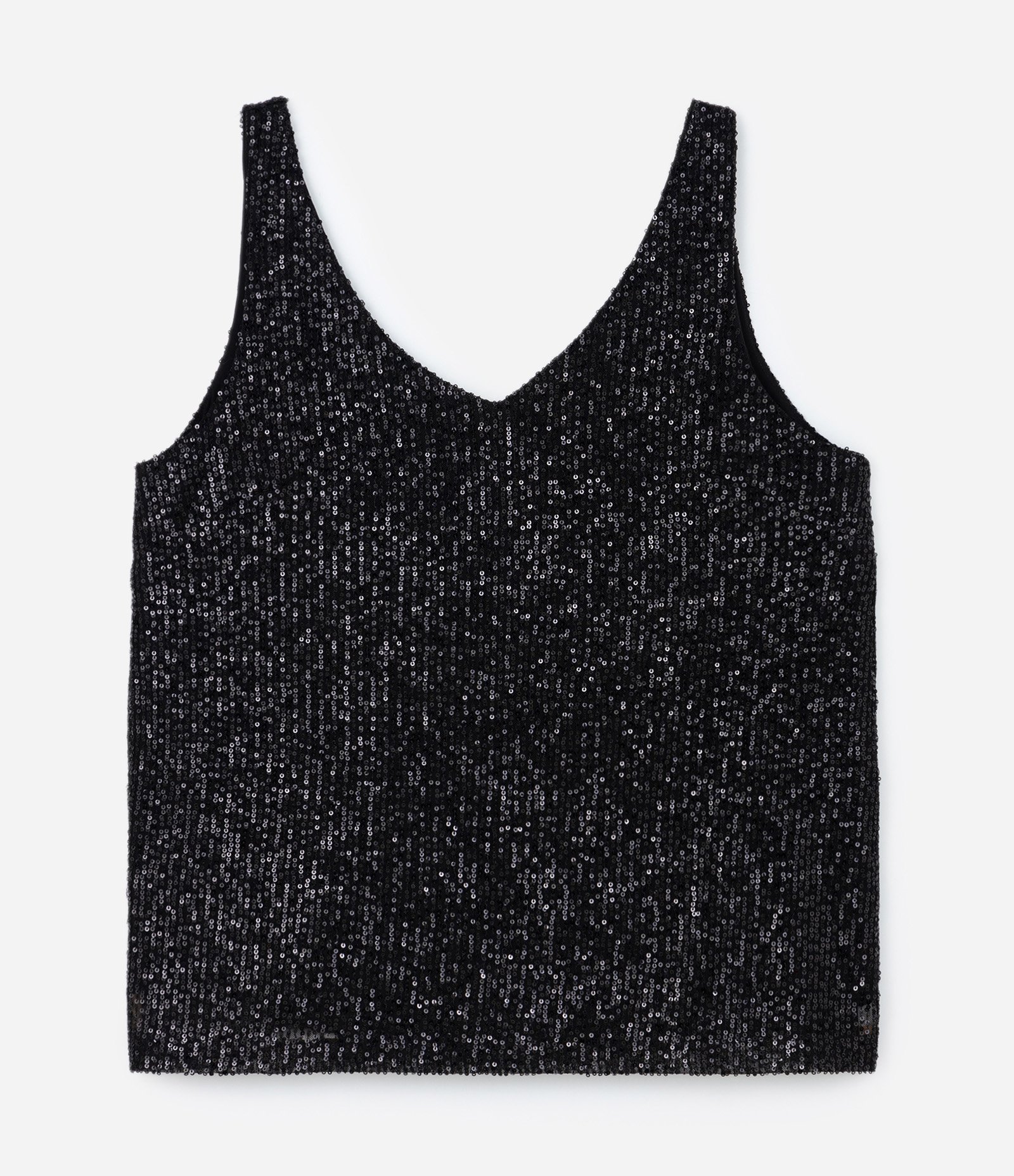 Blusa Sem Manga em Paetê com Forro Curve & Plus Size Preto 5