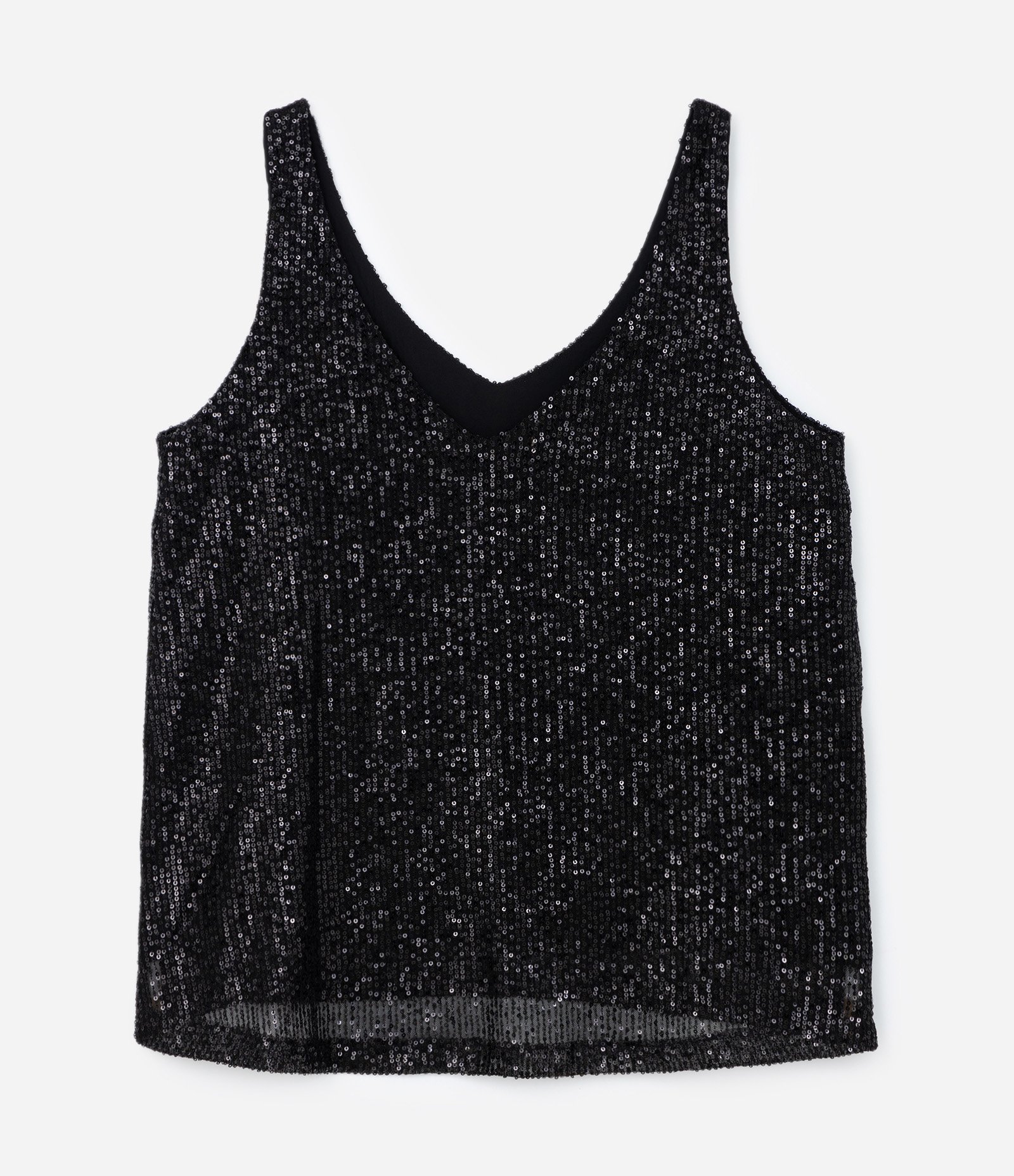 Blusa Sem Manga em Paetê com Forro Curve & Plus Size Preto 6