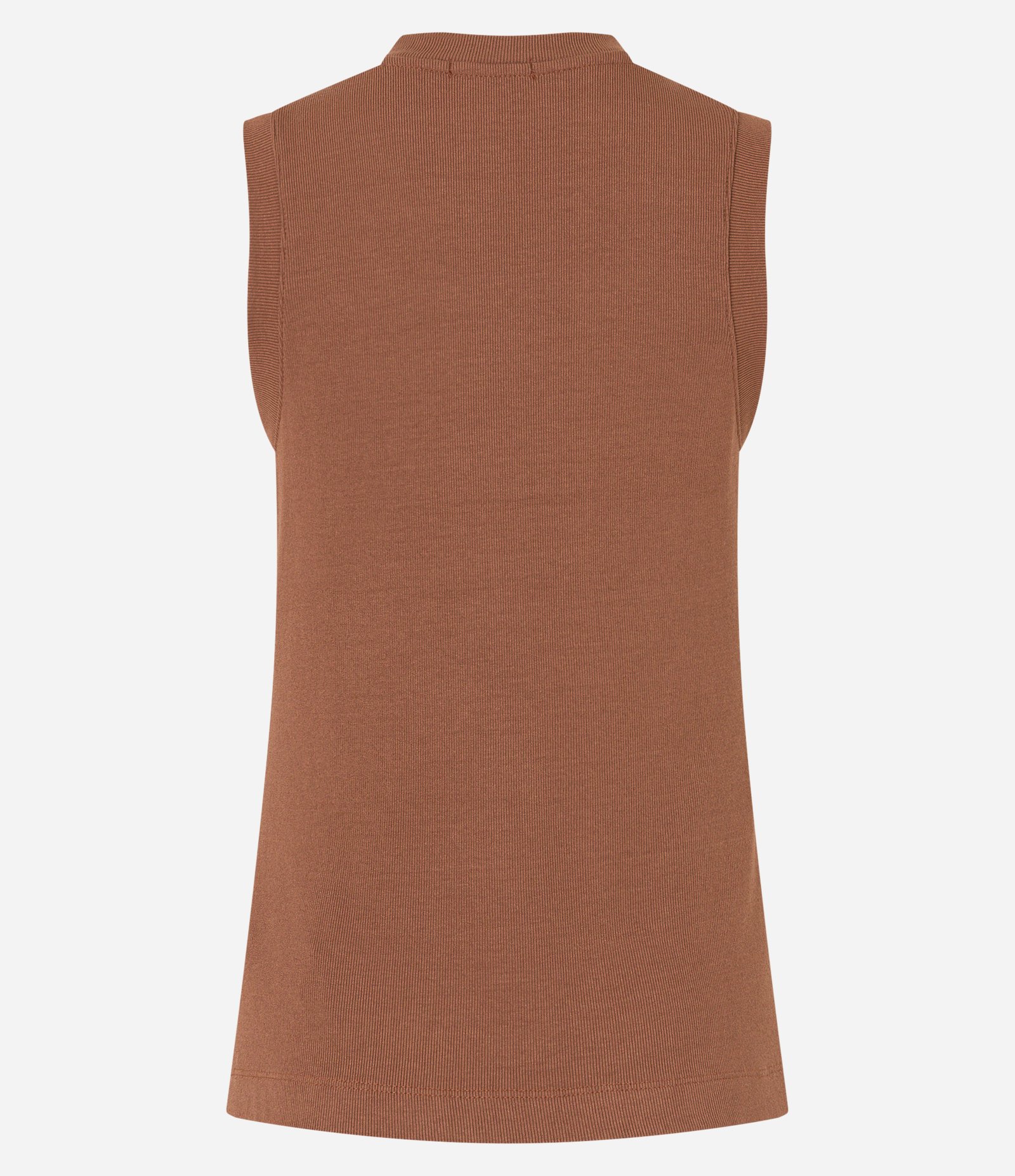 Blusa Colete Canelada em Ribana com Abotoamento Marrom 7