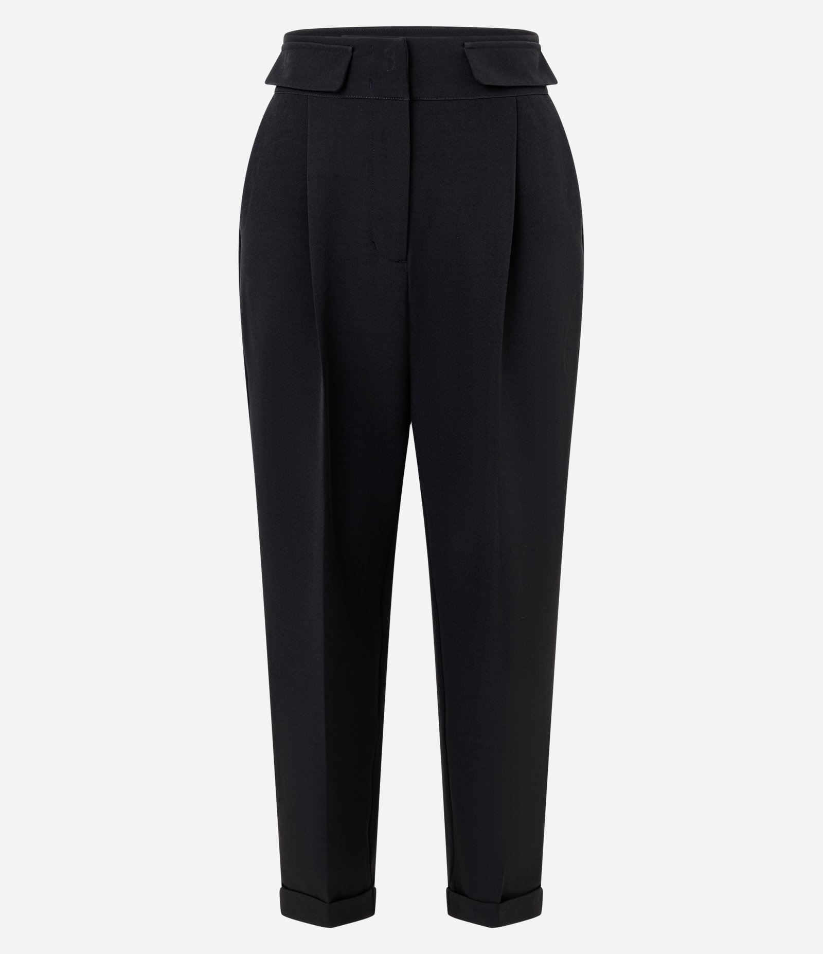 Calça Cenoura Alfaiatada com Barra Italiana e Detalhe de Lapela Preto 5