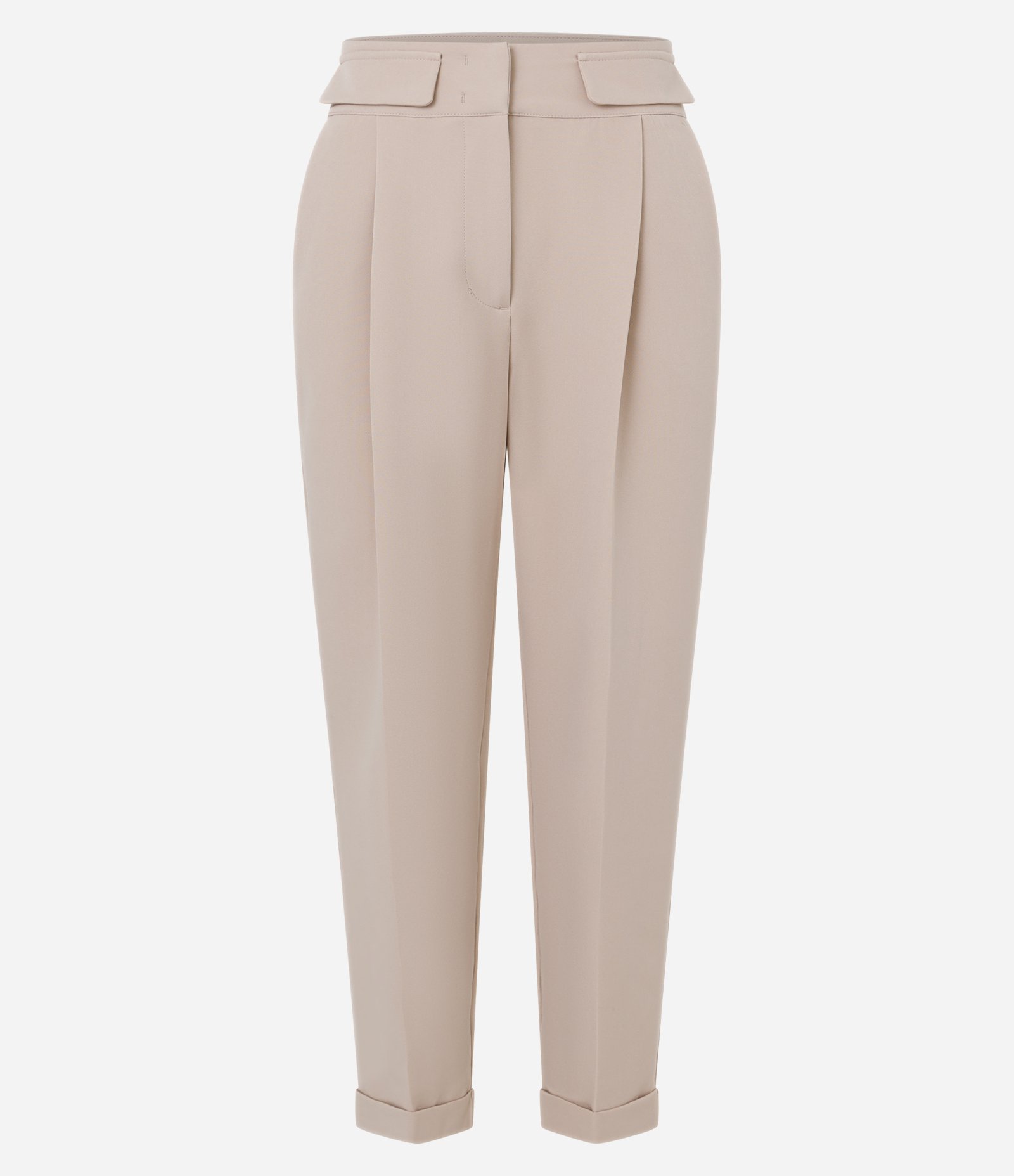 Calça Cenoura Alfaiatada com Barra Italiana e Detalhe de Lapela Bege 5