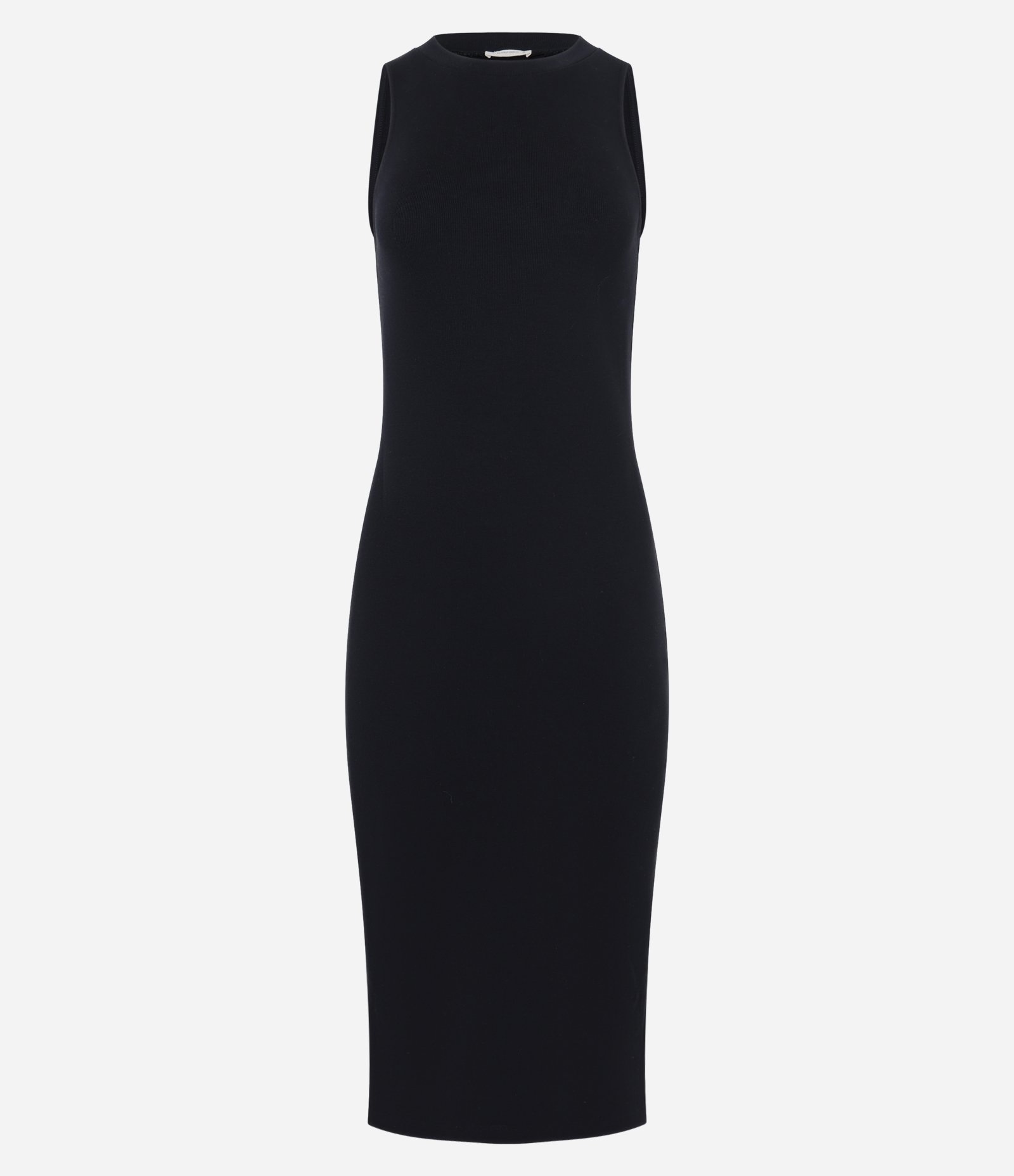 Vestido Midi em Ribana com Gola Rente ao Pescoço Preto 1