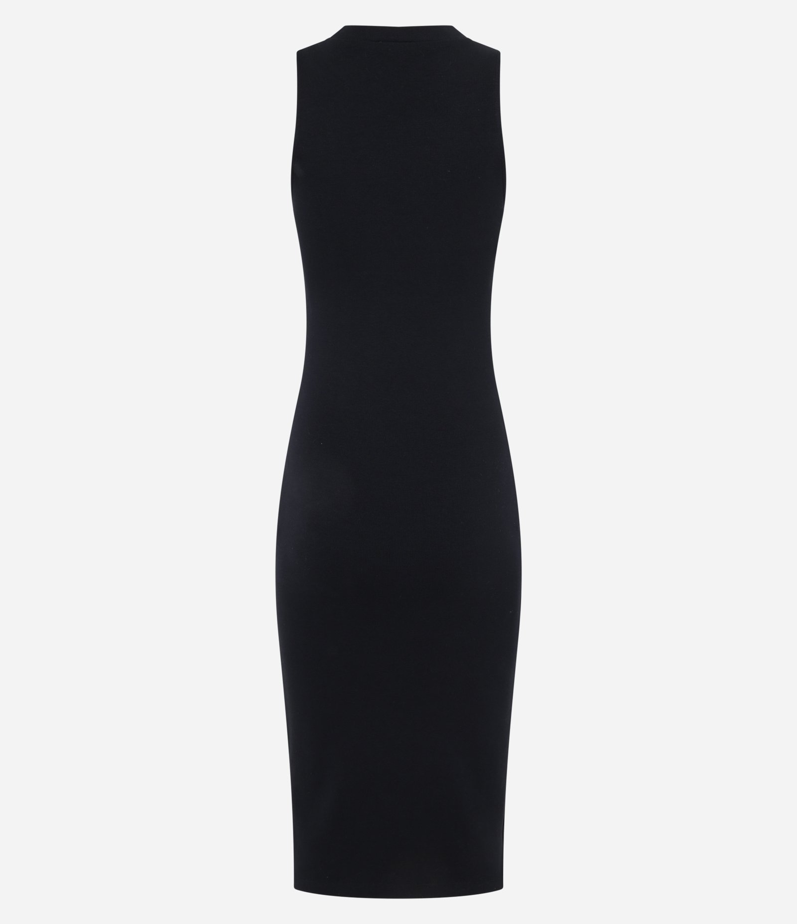 Vestido Midi em Ribana com Gola Rente ao Pescoço Preto 3