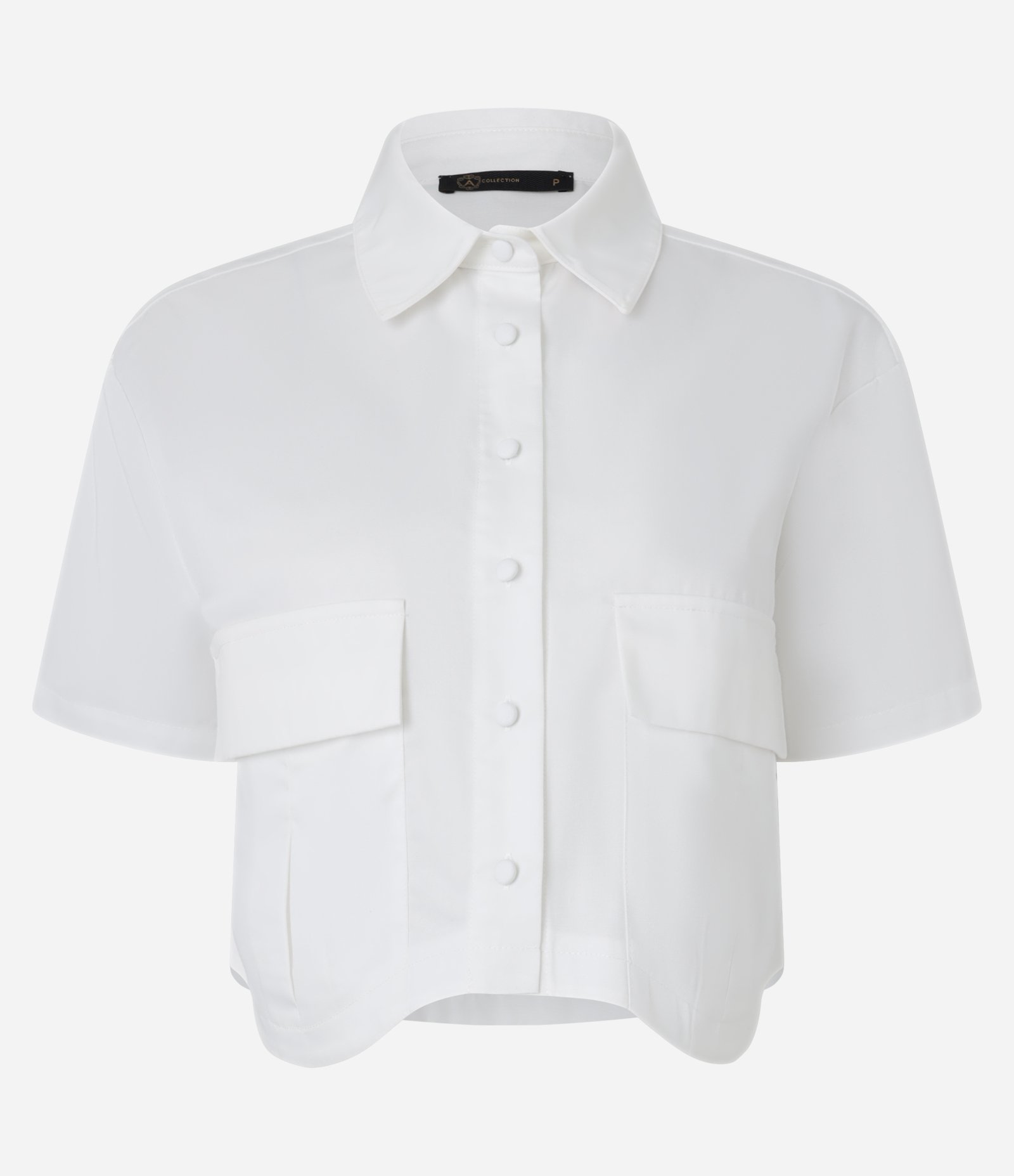 Camisa Manga Curta em Tricoline com Barra Assimétrica Branco 5