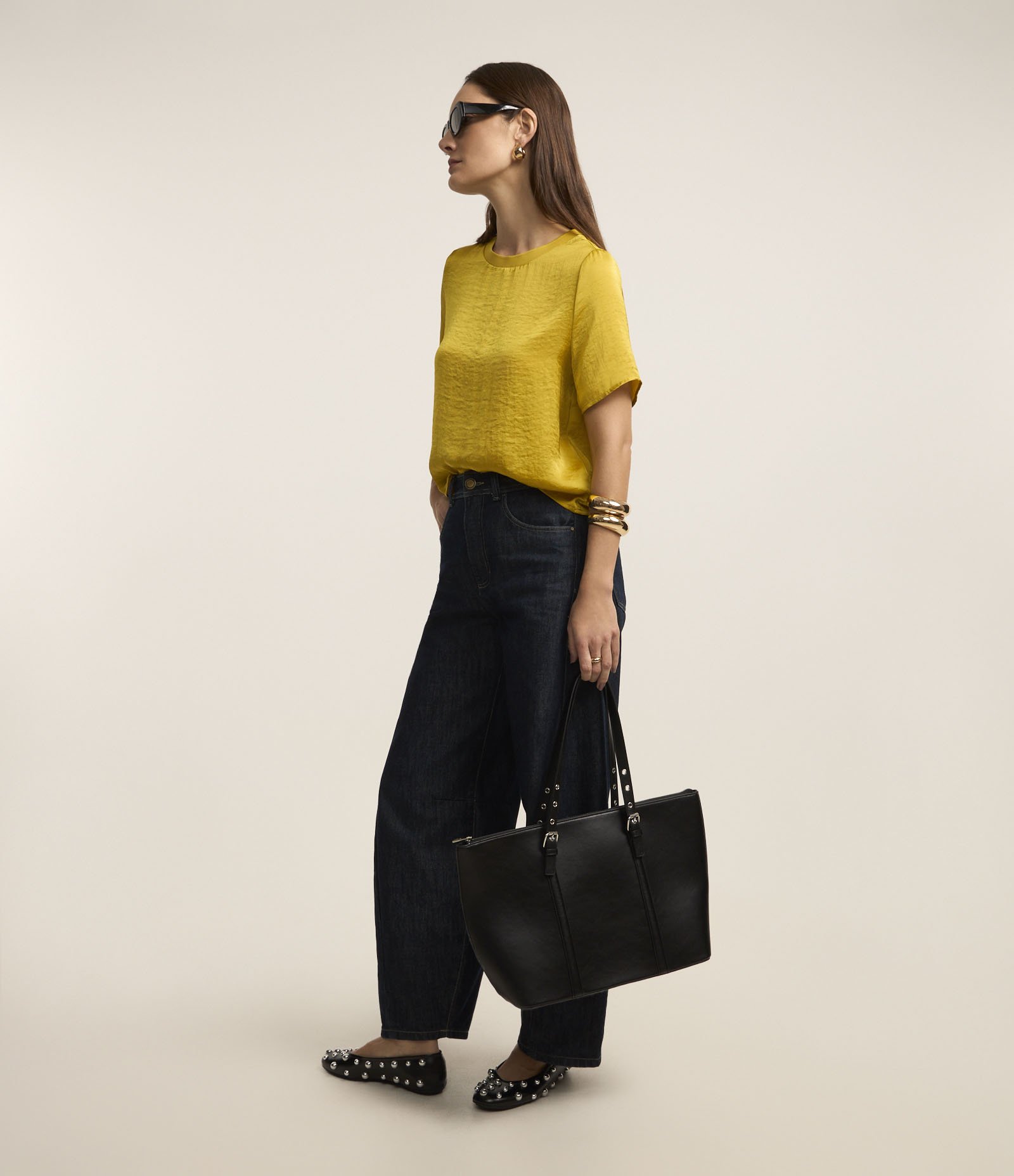 Blusa Acetinada com Gola em Ribana Amarelo 2