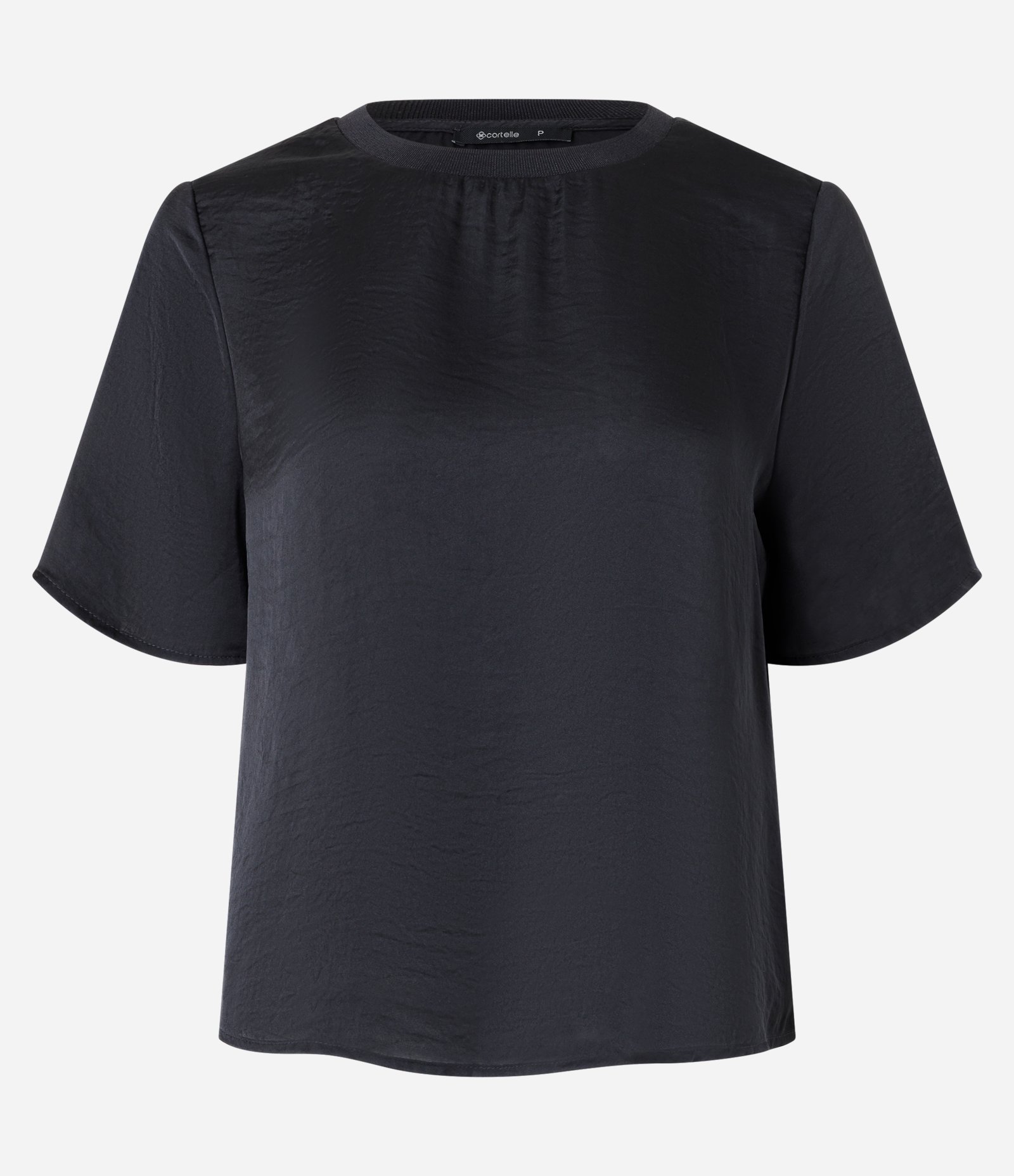 Blusa Acetinada com Gola em Ribana Preto 4