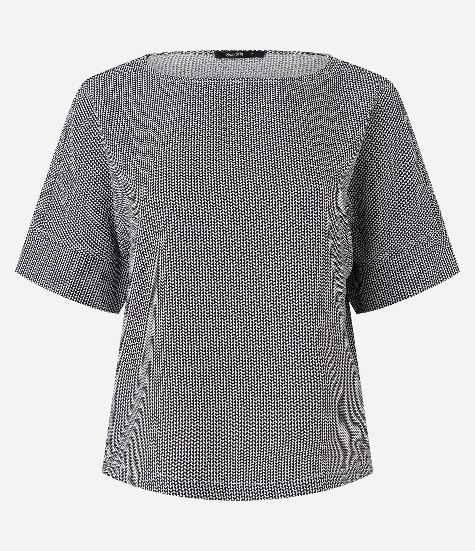 Blusa em Crepe Sem Cava com Estampa Geométrica Preto 5