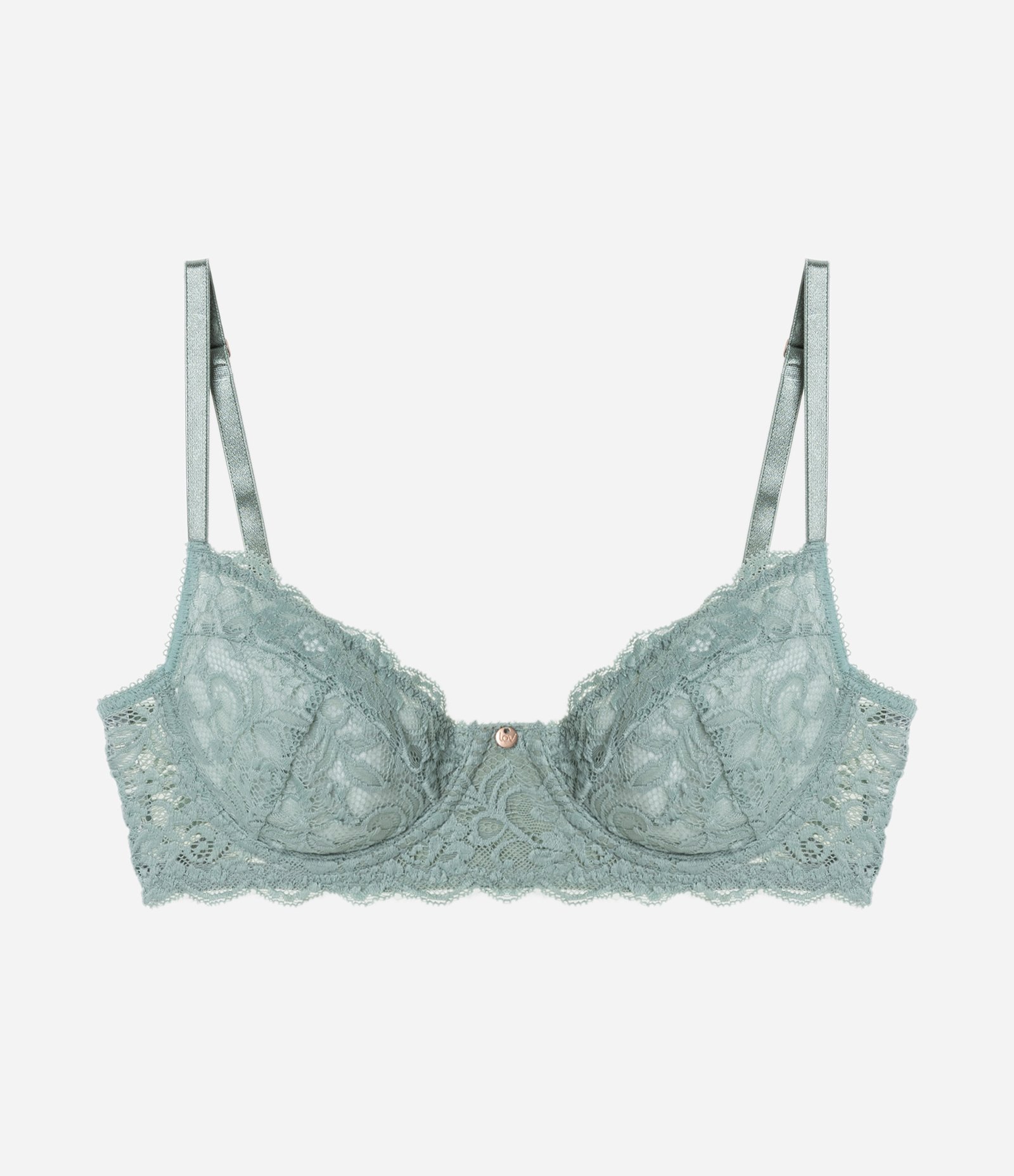 Sutiã Sem Bojo e Com Aro em Renda Floral Verde Claro 5