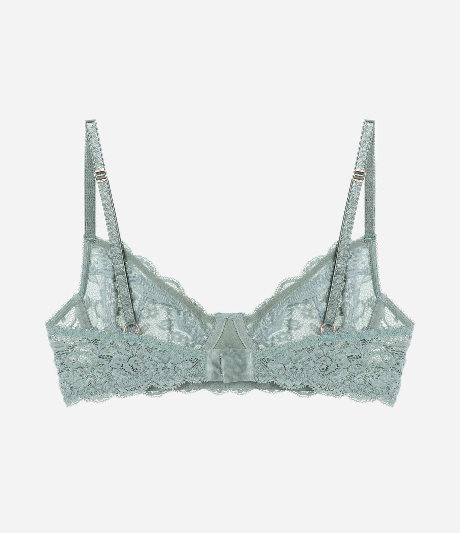 Sutiã Sem Bojo e Com Aro em Renda Floral Verde Claro 6