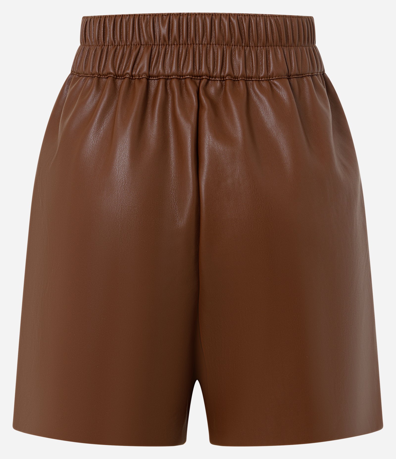 Short em PU com Pregas Frontais e Dois Botões Marrom 6