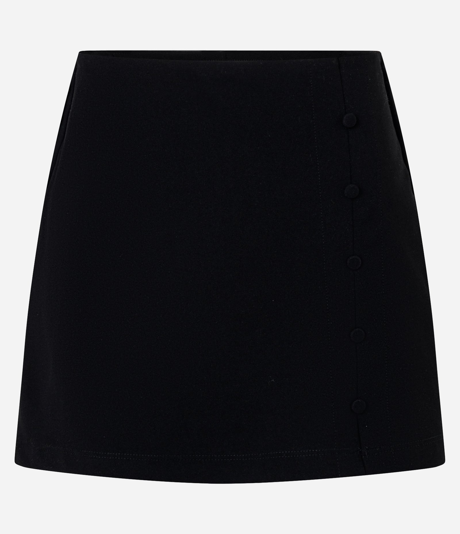 Short Saia Curta em Crepe com Botõezinhos Forrados Preto 2