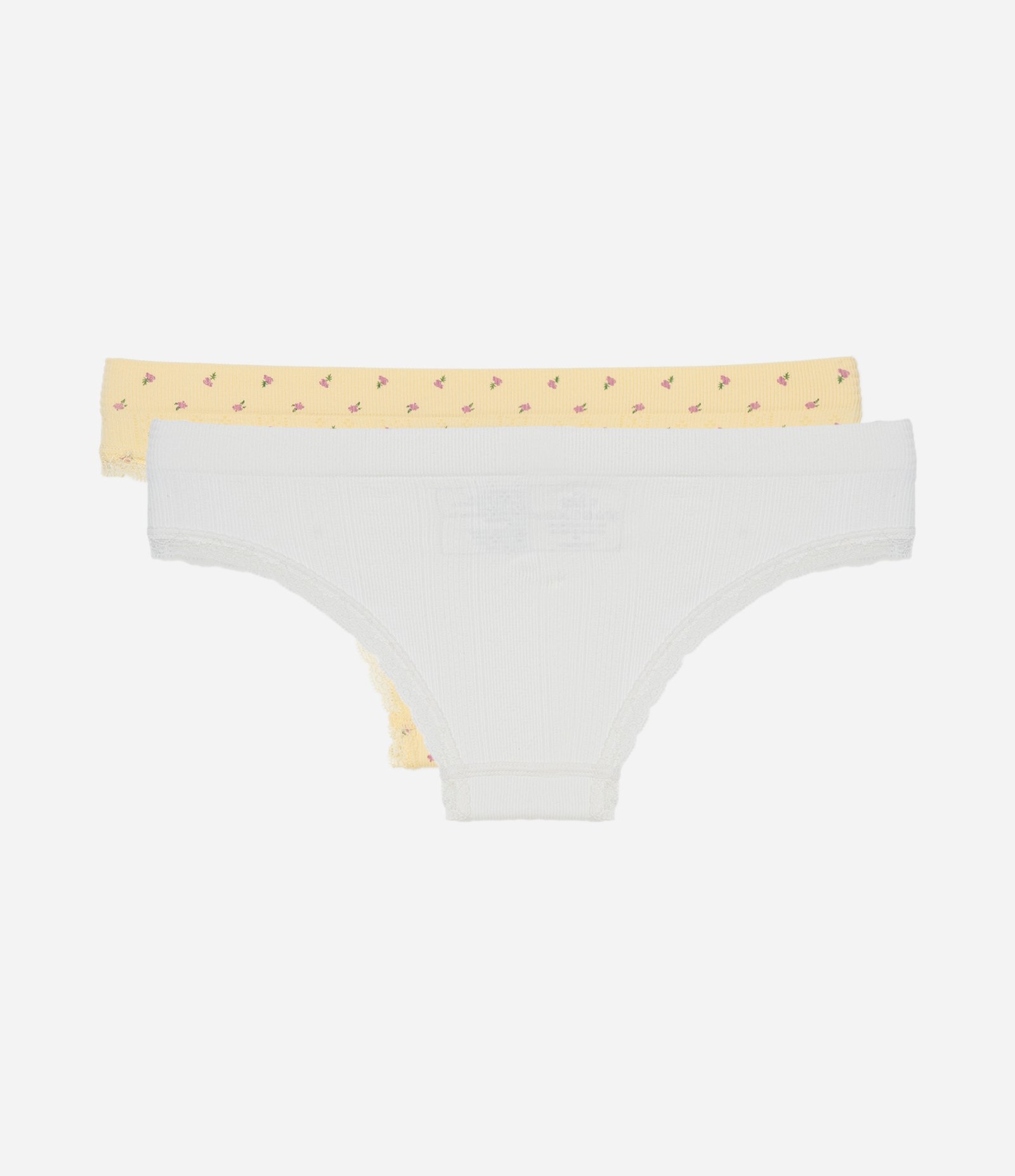 Kit 2 Calcinhas Biquíni Sem Costura com Estampa Floral Branco/Amarelo 2