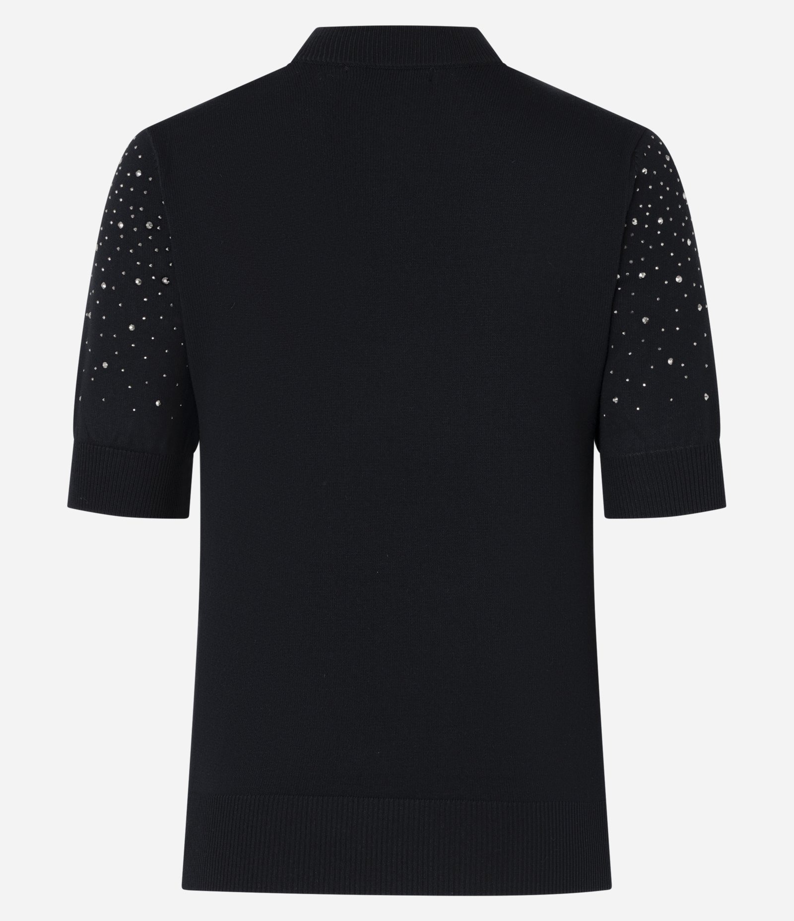 Blusa em Tricô com Brilhos de Strass e Manga Curta Preto 7
